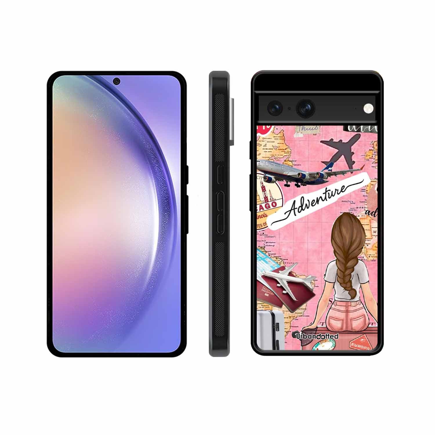 Travel Adventure Map Glass Case For Google Pixel 7