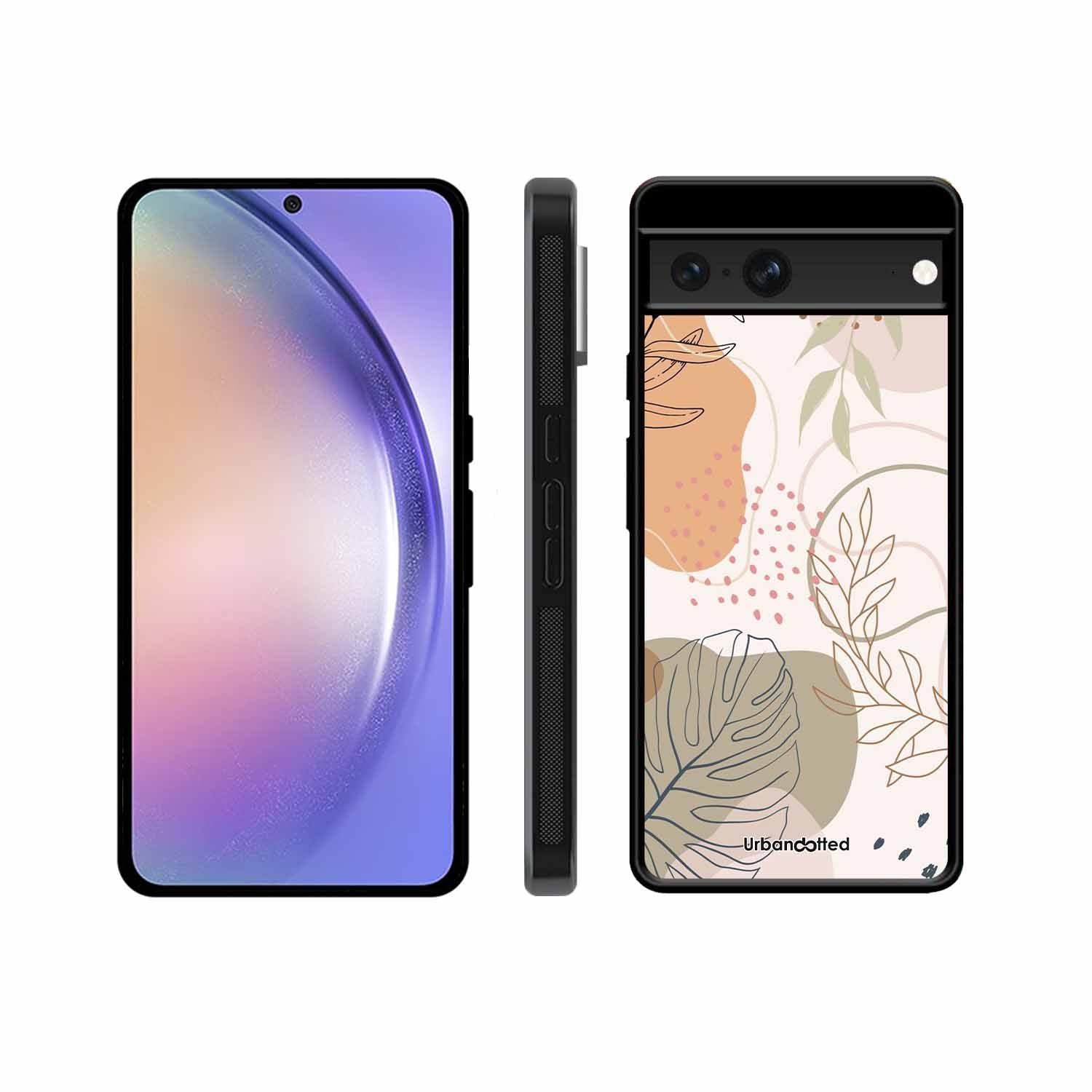 Minimalist Leaf Pattern Glass Case For Google Pixel 7