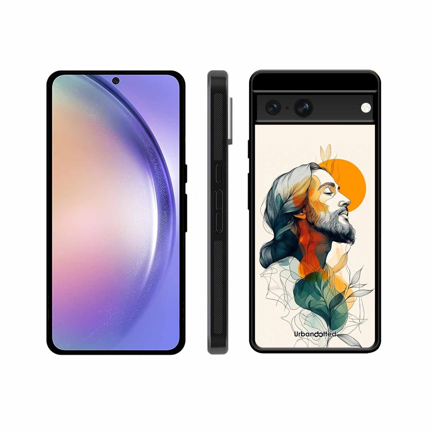 Jesus in Profile Prayer Glass Case For Google Pixel 7
