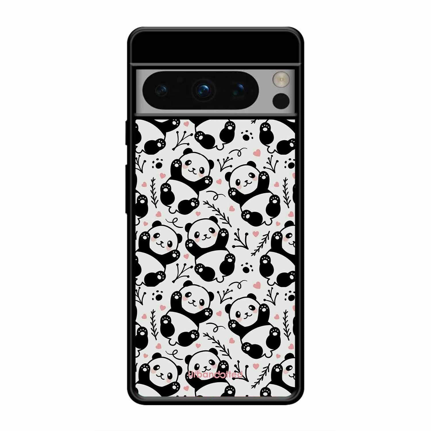 Cute Doodle Panda Glass Case For Google Pixel 8 Pro