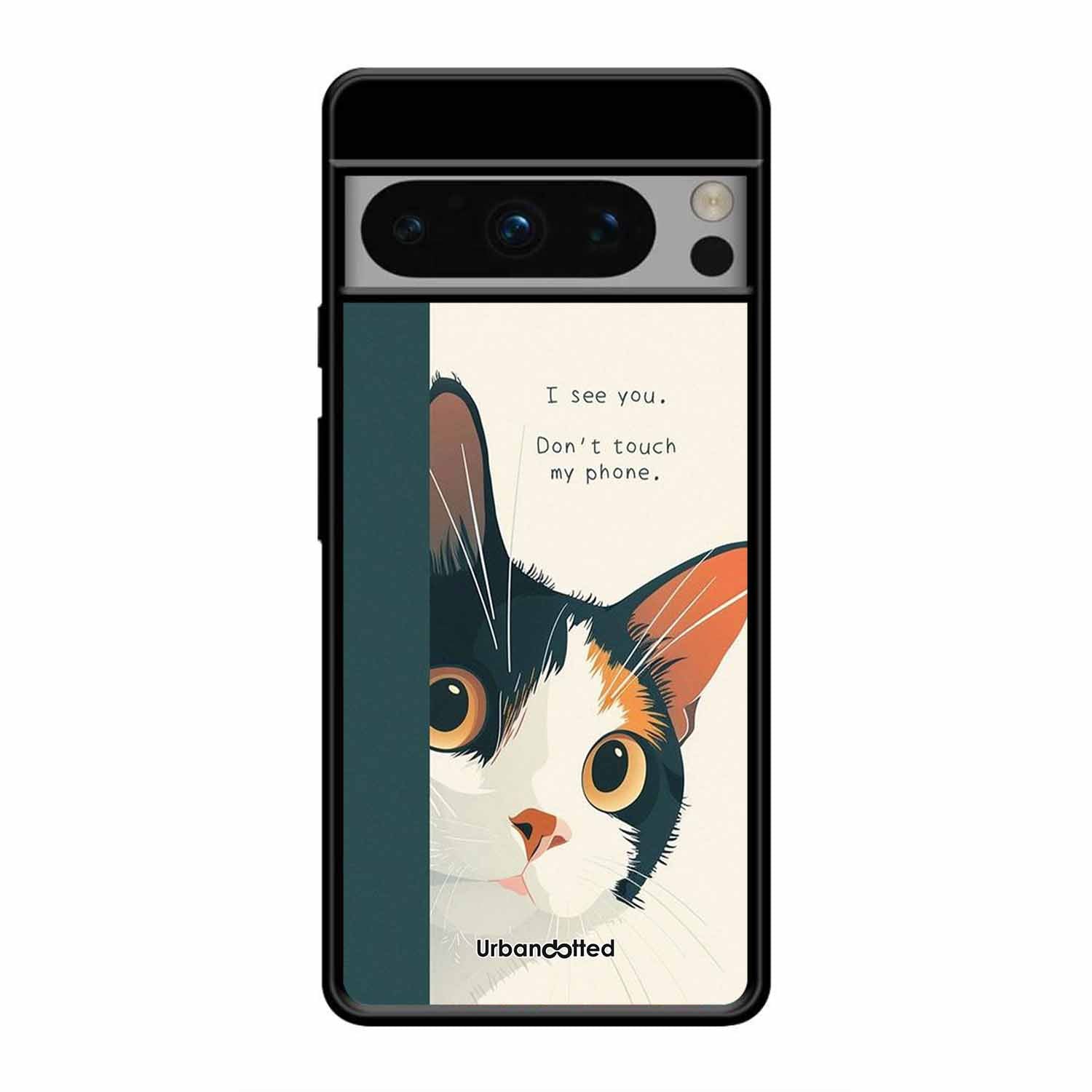 No Touch My Phone Cat Glass Case For Google Pixel 8 Pro