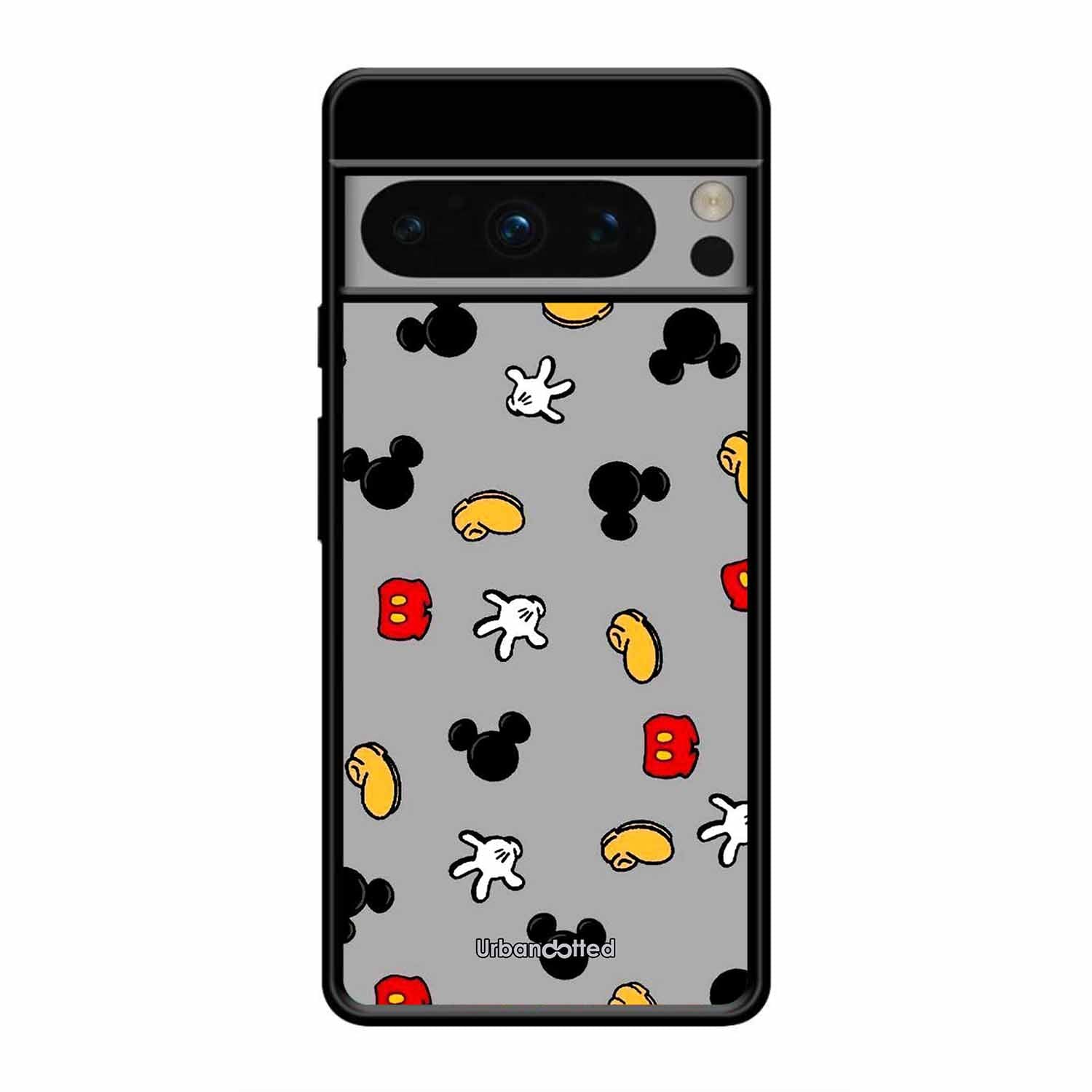 Whimsical Mouse Pattern Glass Case For Google Pixel 8 Pro