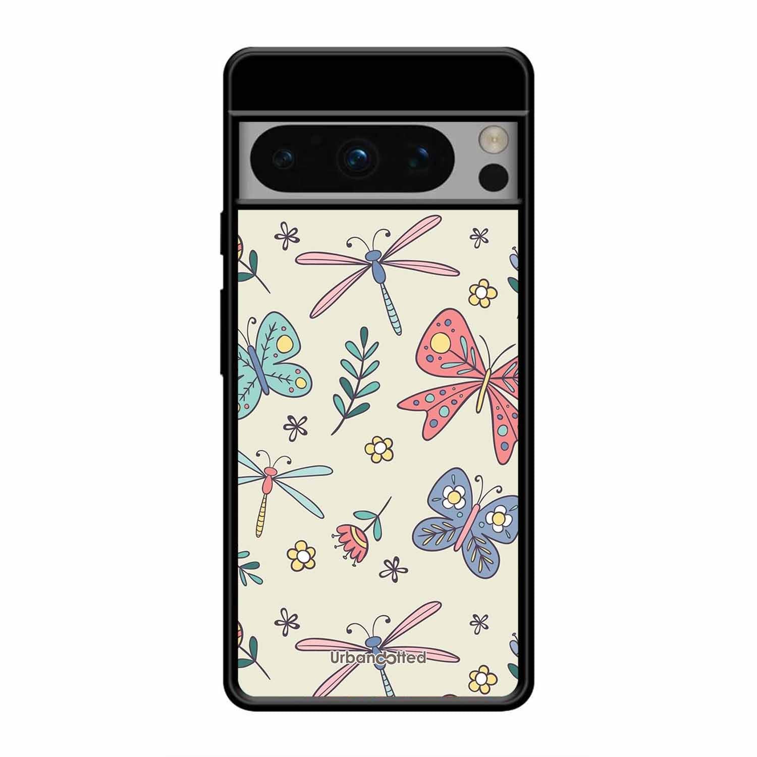 Butterfly and Dragonfly Garden Glass Case For Google Pixel 8 Pro