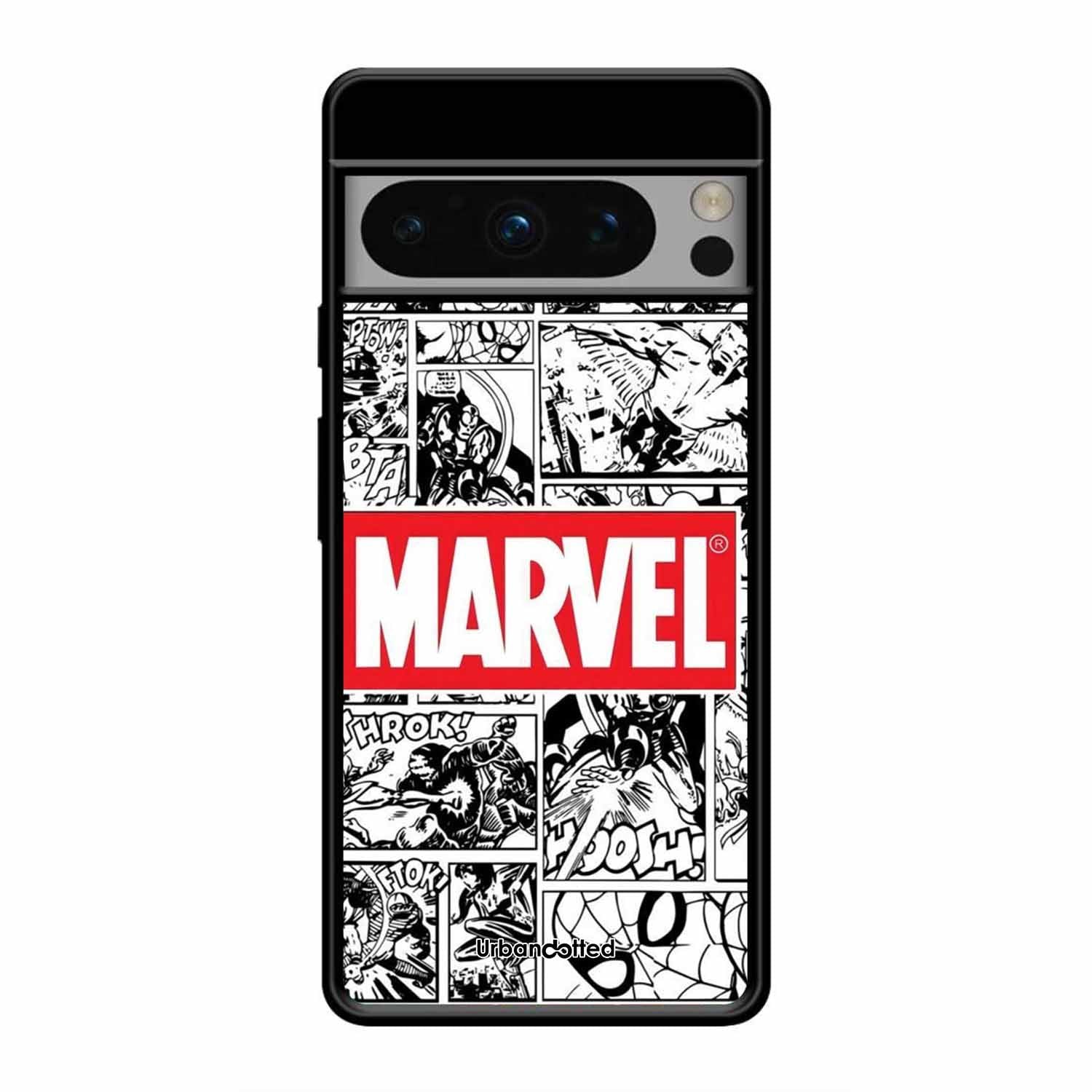 Black and White Comic Book Glass Case For Google Pixel 8 Pro