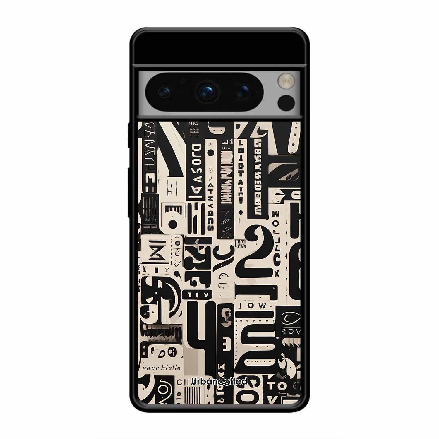 Abstract Typography Collage Glass Case For Google Pixel 8 Pro