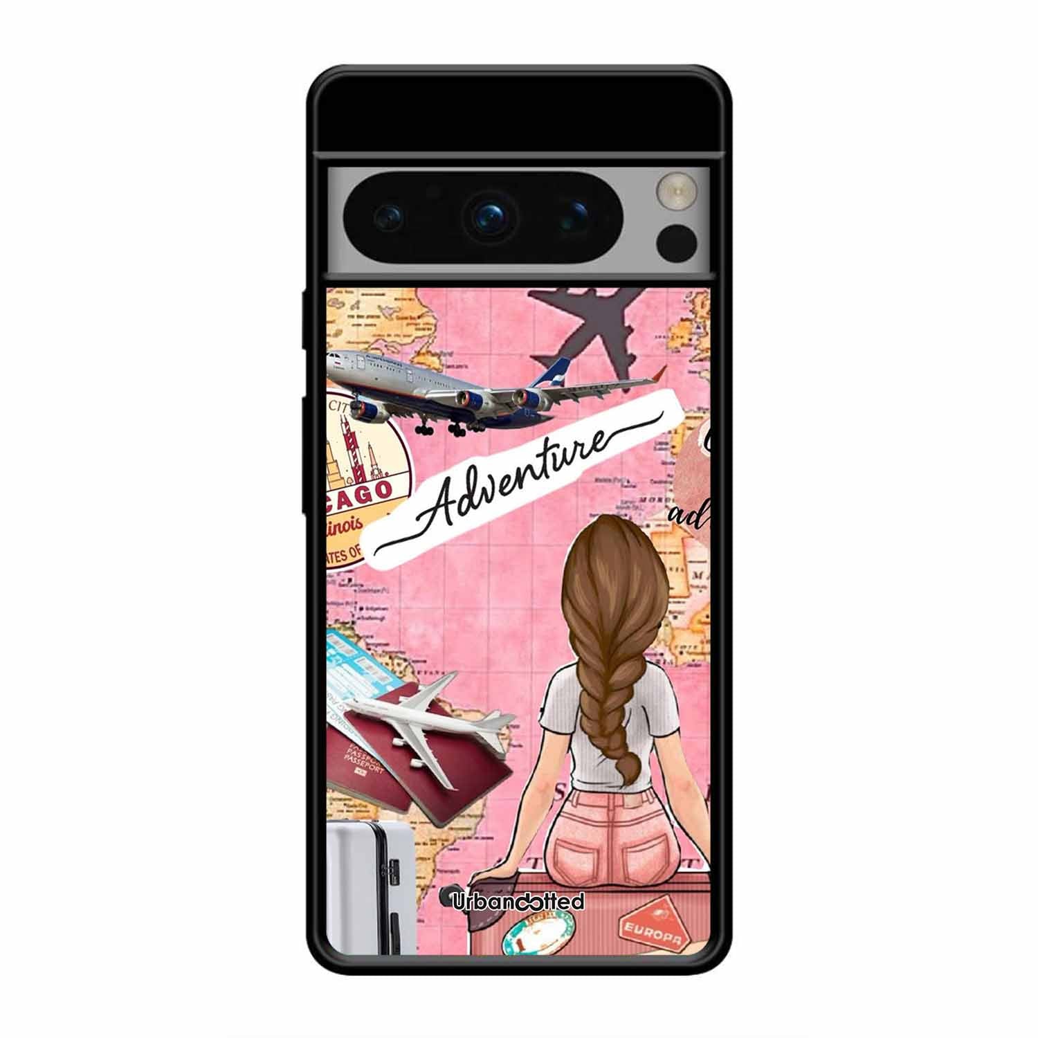 Travel Adventure Map Glass Case For Google Pixel 8 Pro
