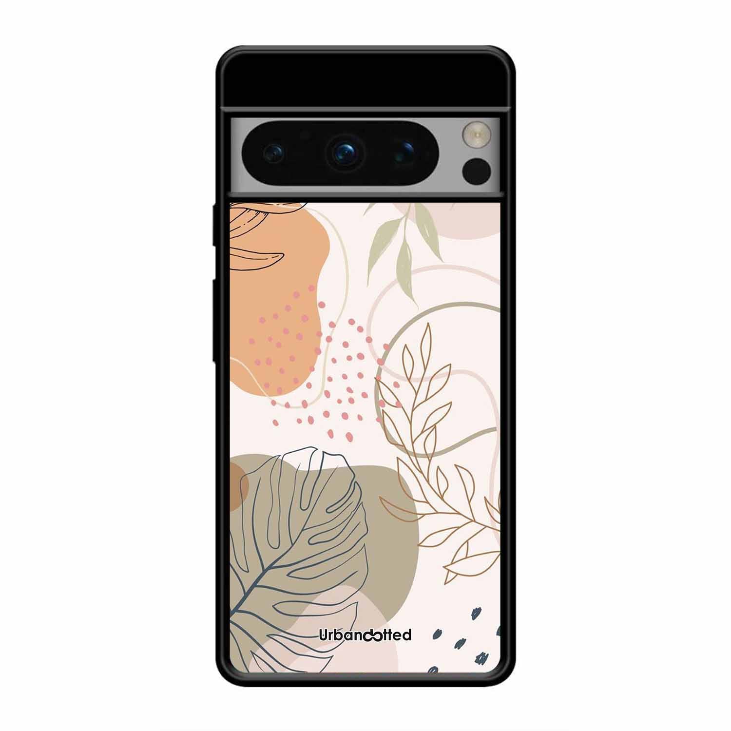 Minimalist Leaf Pattern Glass Case For Google Pixel 8 Pro