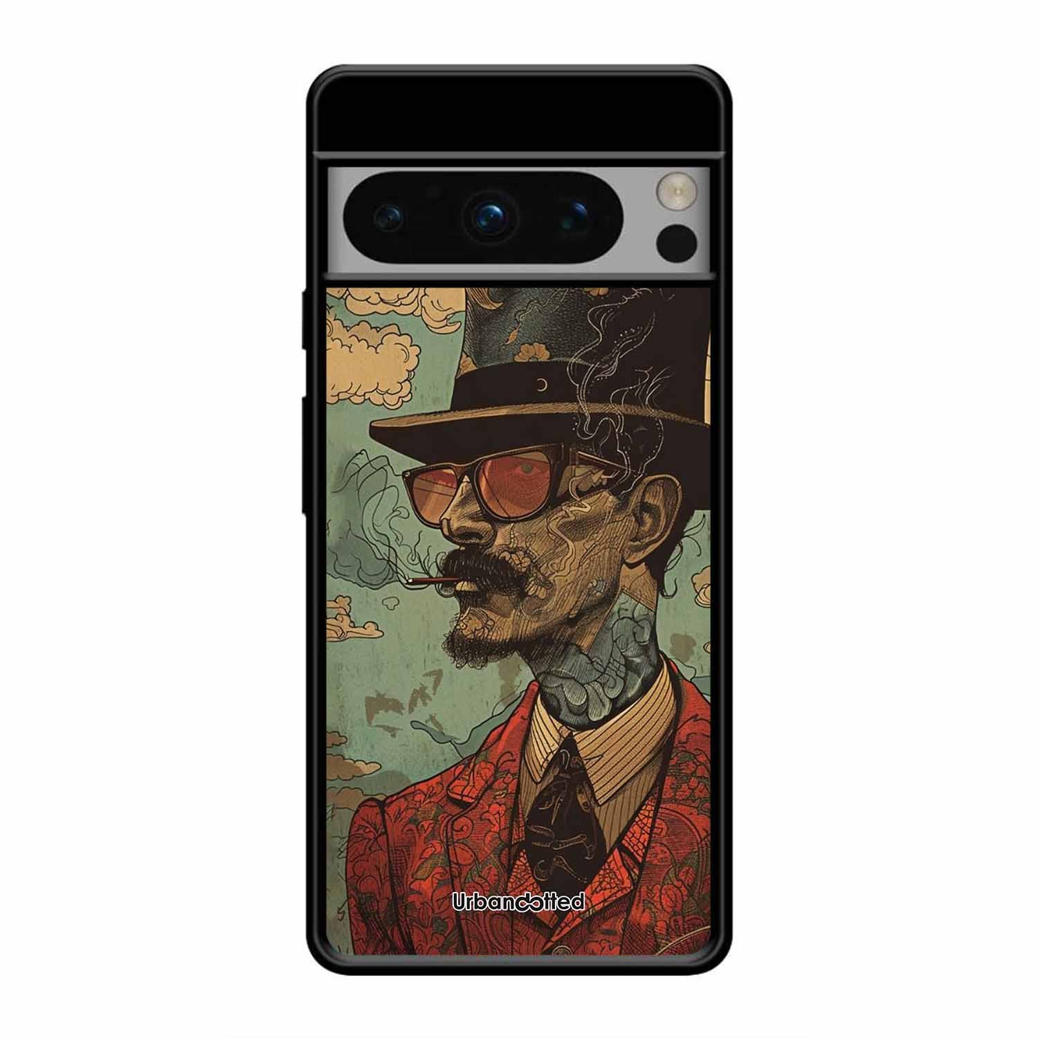 Steampunk Gentleman Smoker Glass Case For Google Pixel 8 Pro