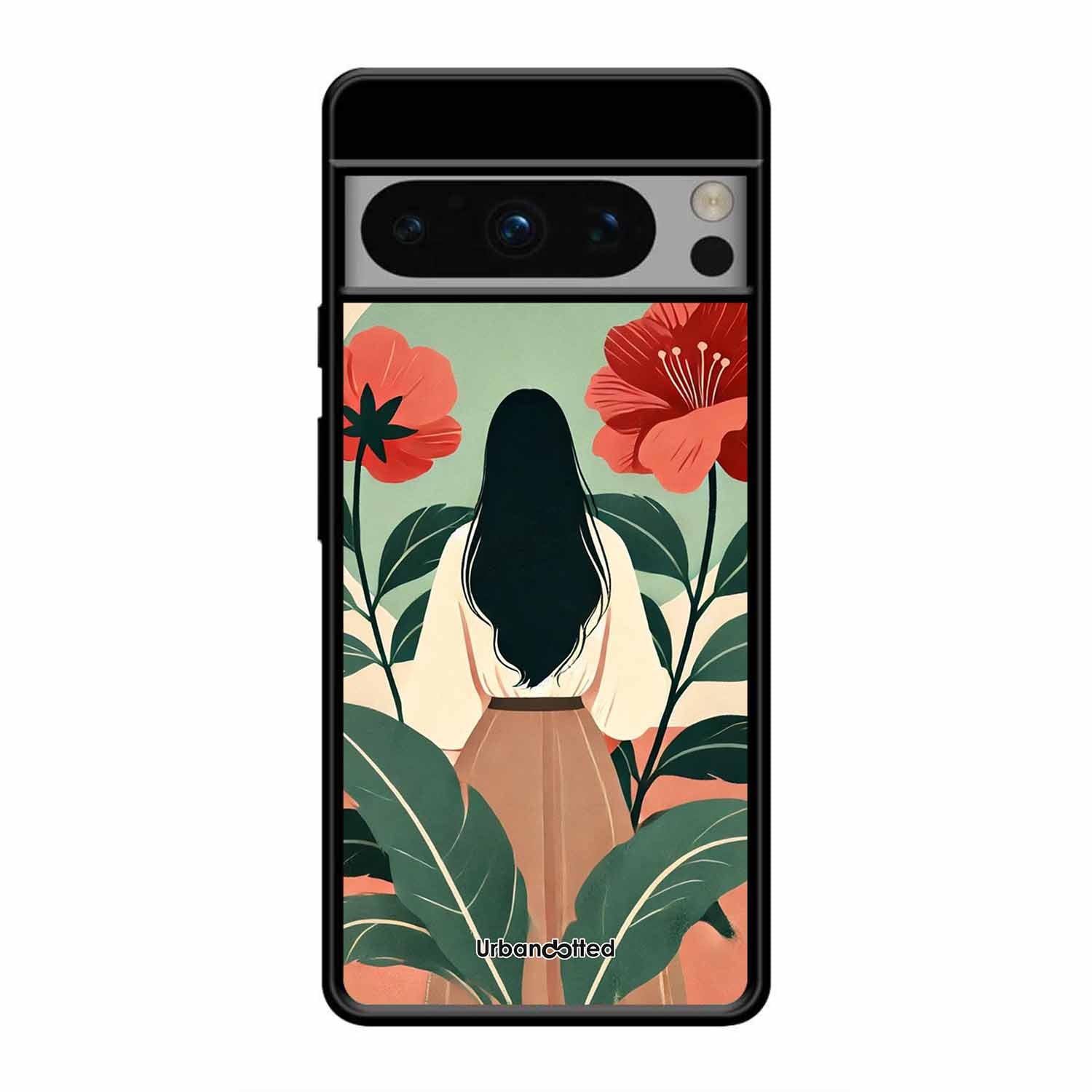 Woman in Floral Garden Glass Case For Google Pixel 8 Pro