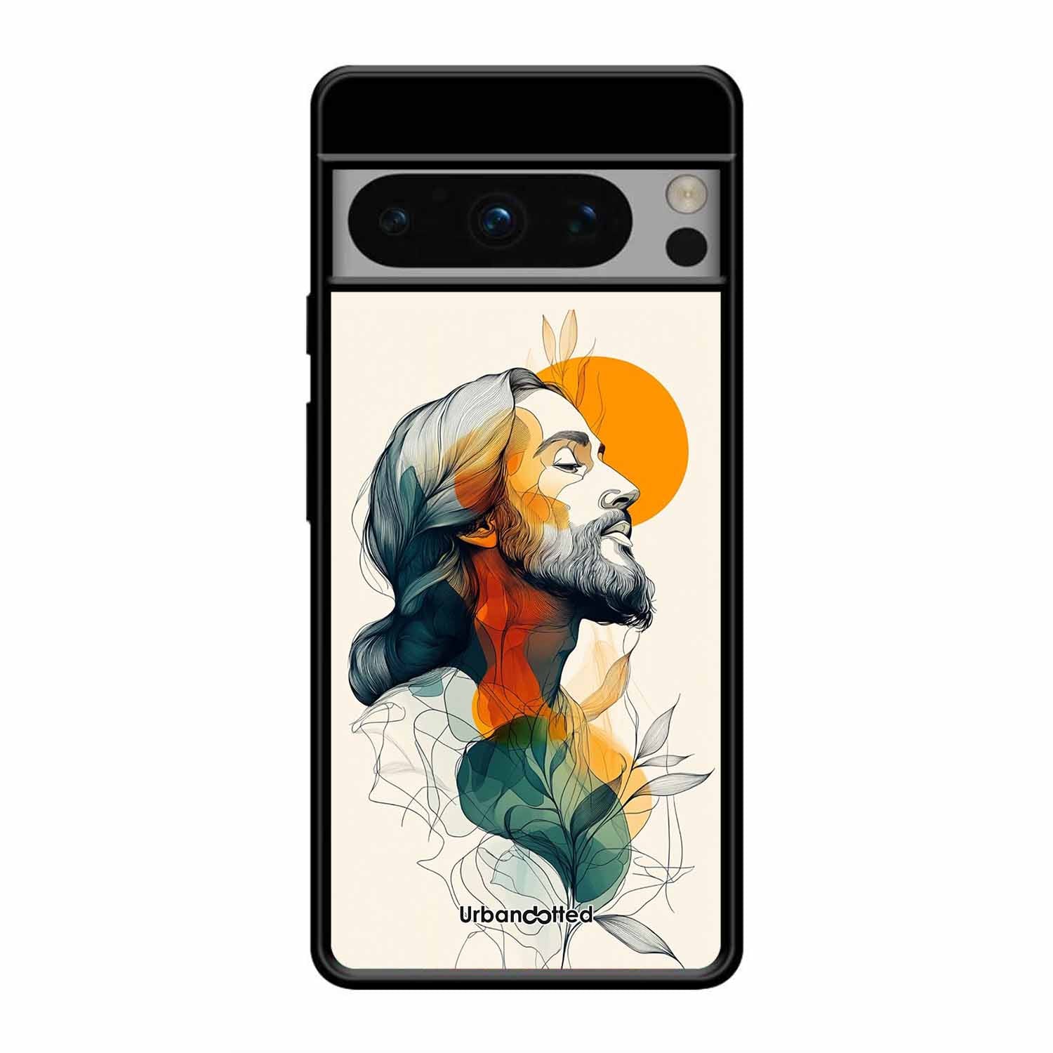 Jesus in Profile Prayer Glass Case For Google Pixel 8 Pro