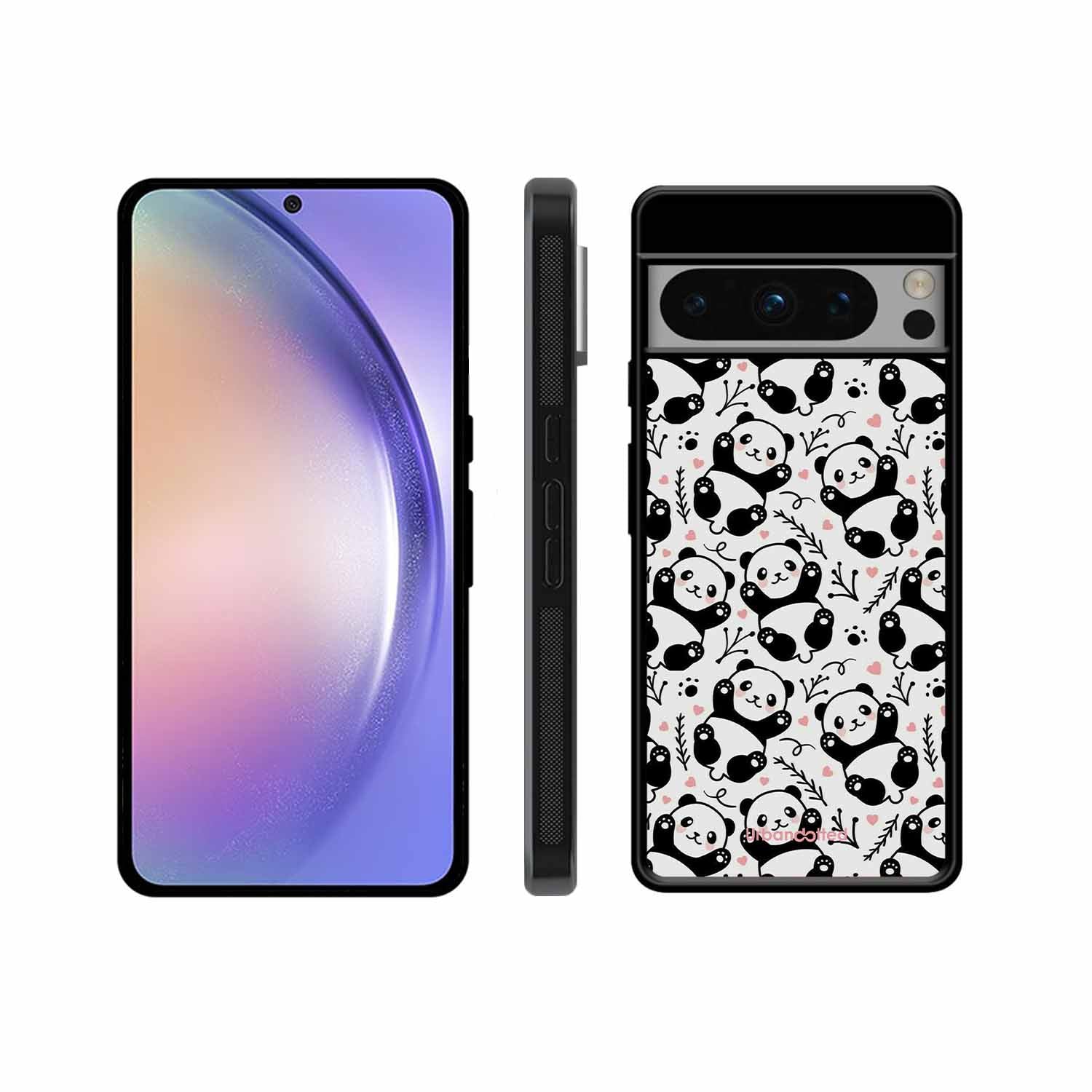 Cute Doodle Panda Glass Case For Google Pixel 8 Pro