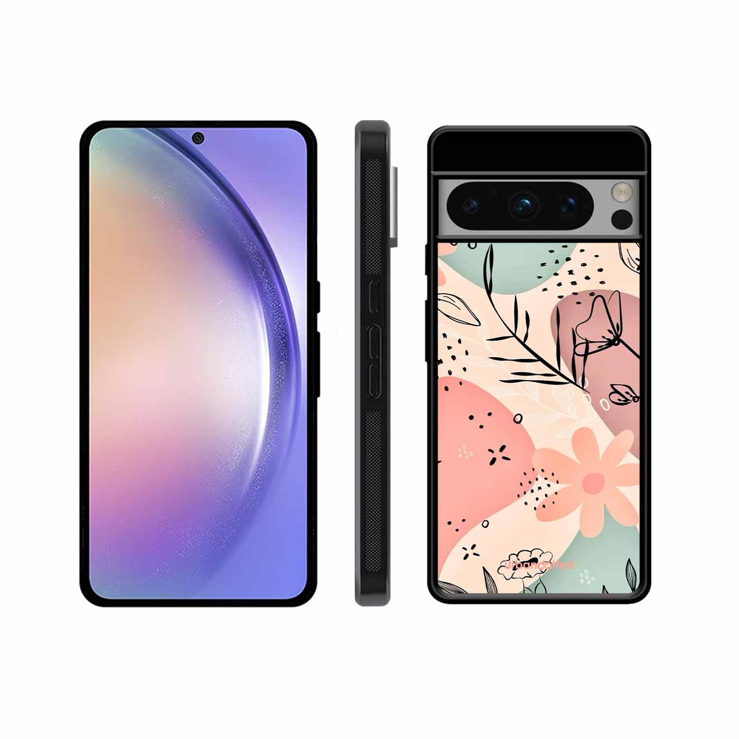 Abstract Floral Glass Case For Google Pixel 8 Pro