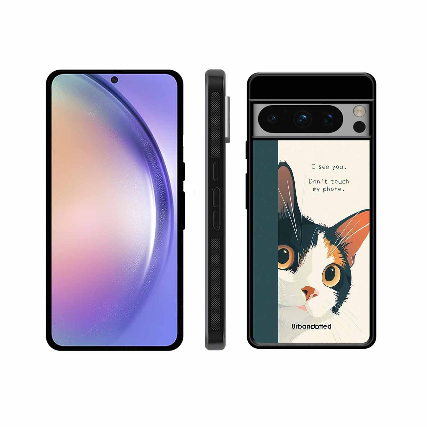 No Touch My Phone Cat Glass Case For Google Pixel 8 Pro