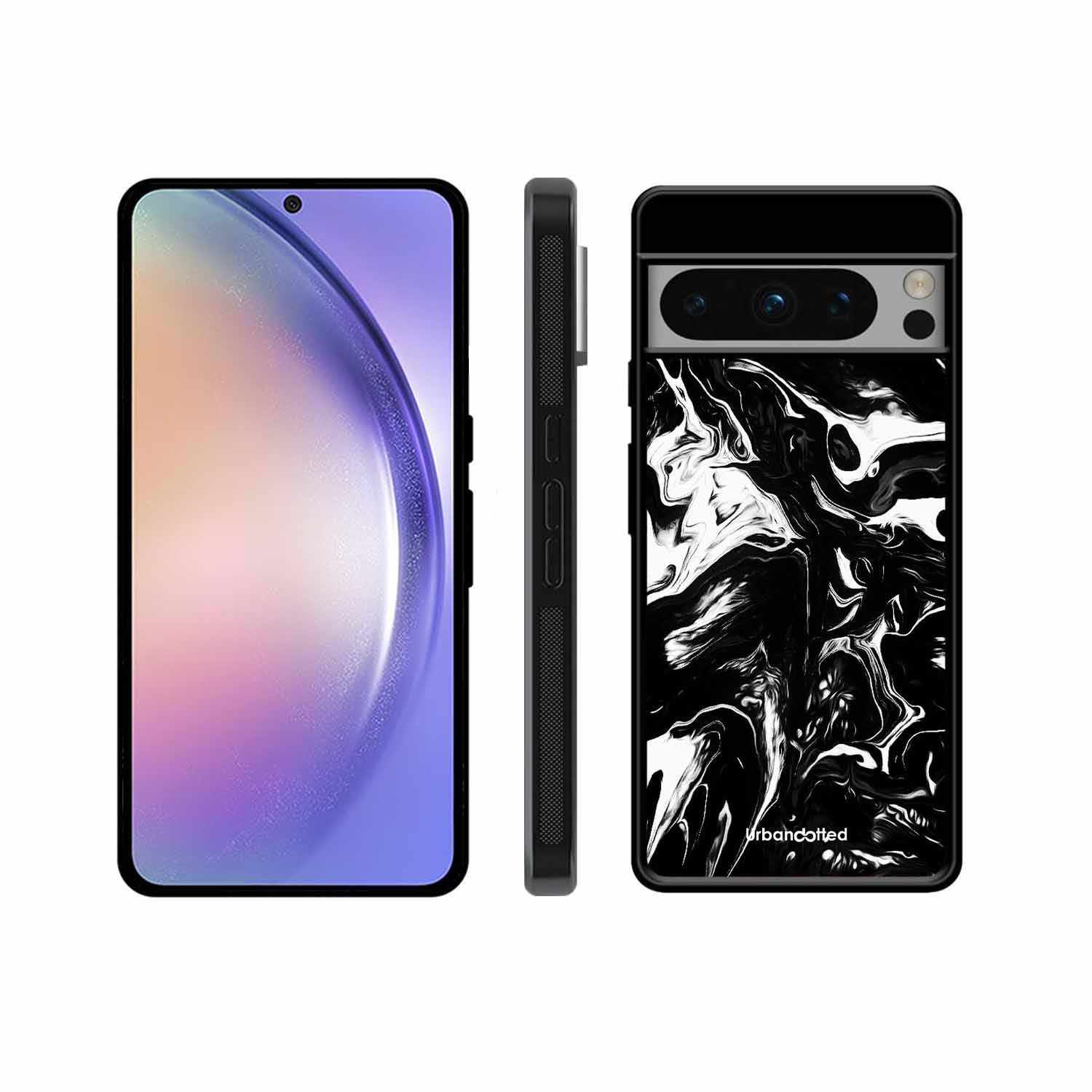 Dark Marble Texture Glass Case For Google Pixel 8 Pro