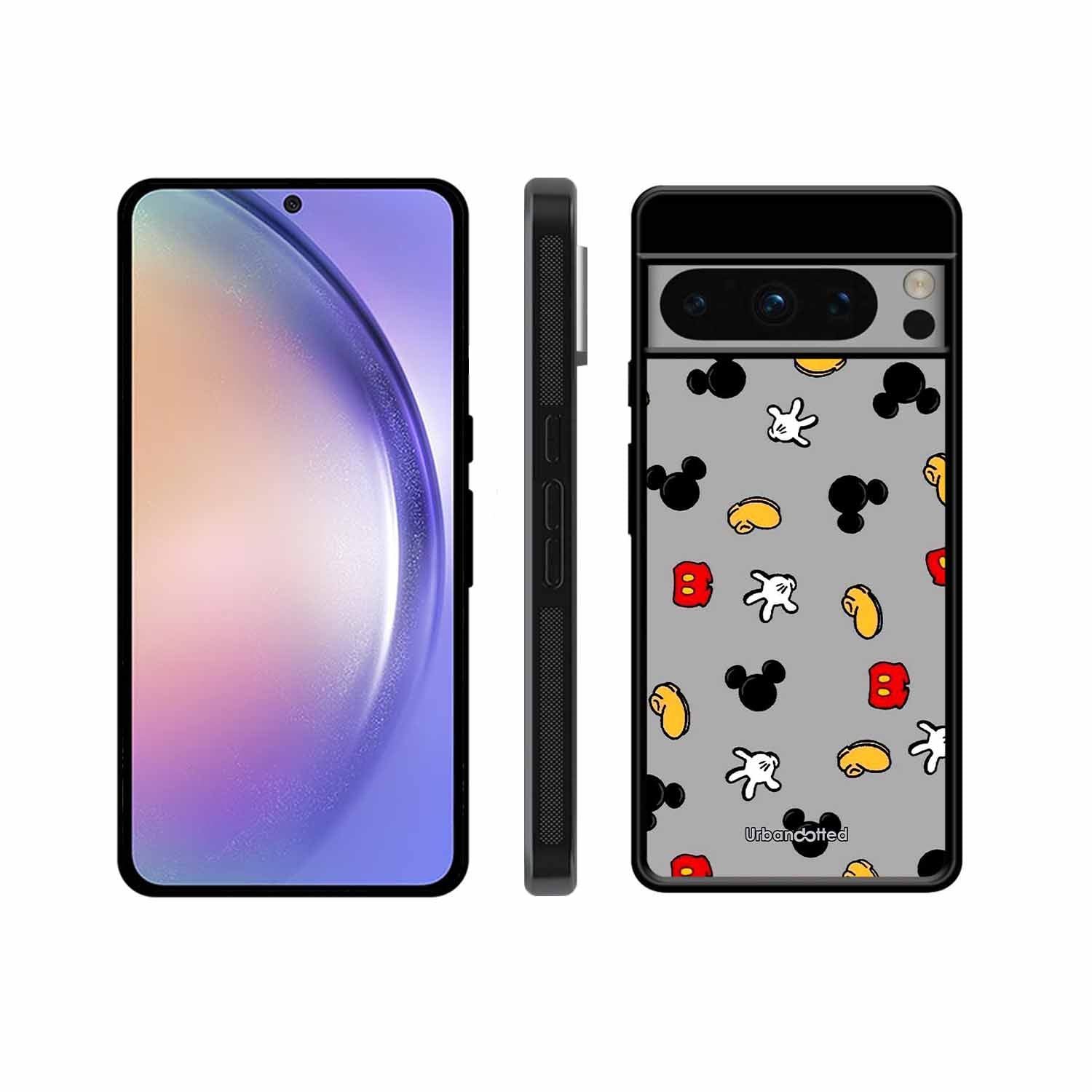 Whimsical Mouse Pattern Glass Case For Google Pixel 8 Pro