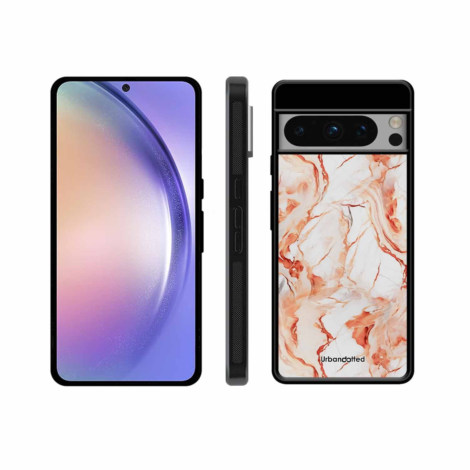 Elegant Rose Gold Veins Glass Case For Google Pixel 8 Pro