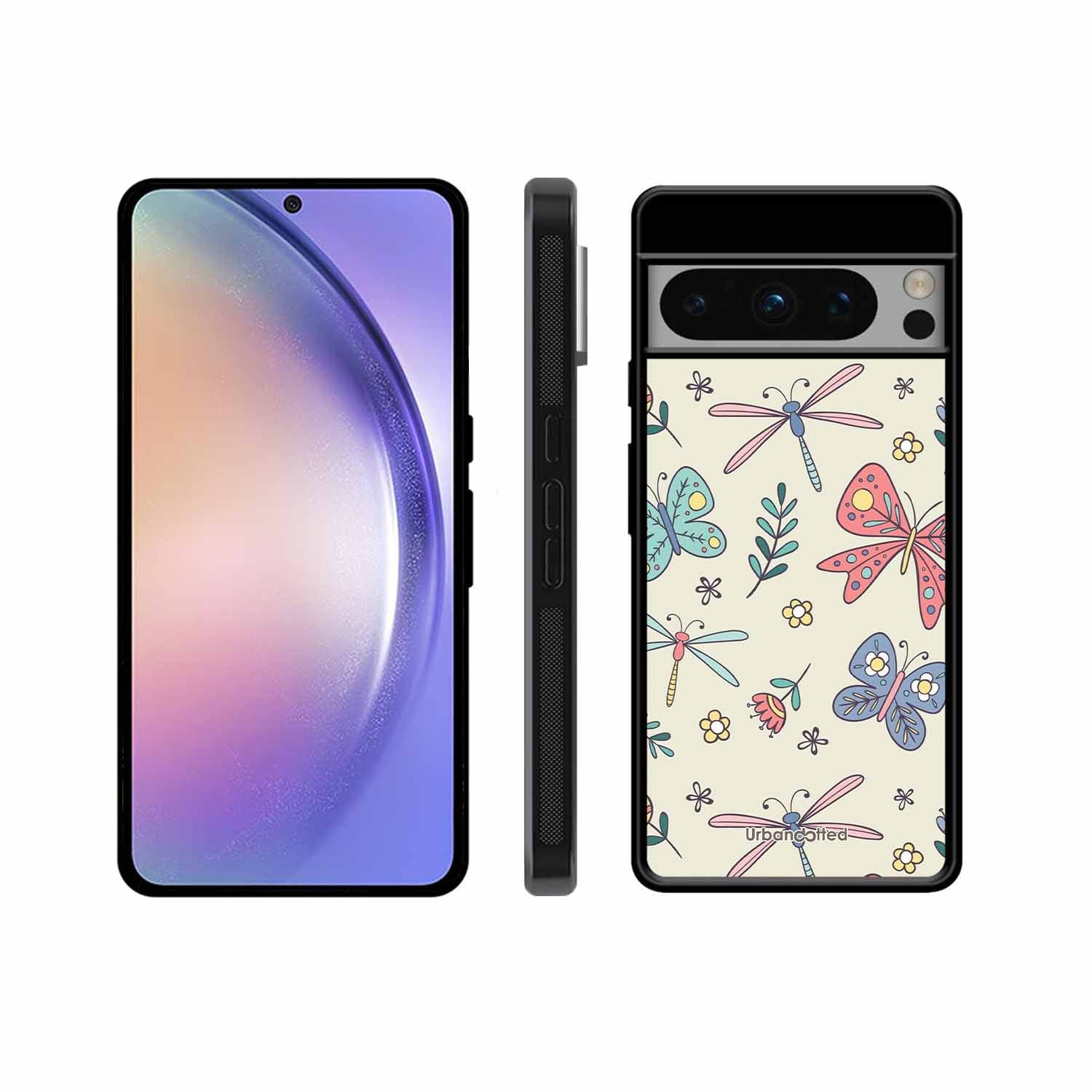 Butterfly and Dragonfly Garden Glass Case For Google Pixel 8 Pro
