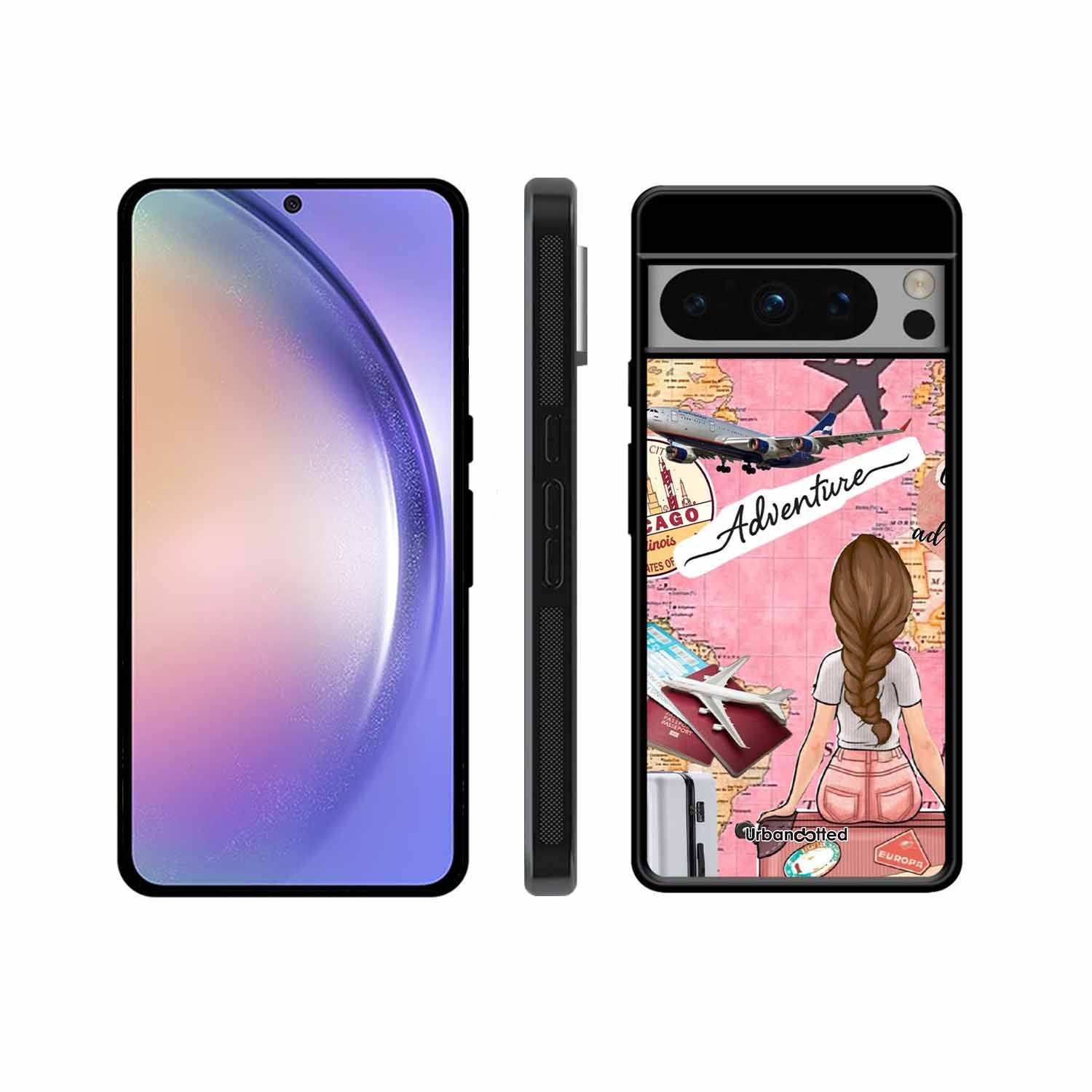 Travel Adventure Map Glass Case For Google Pixel 8 Pro