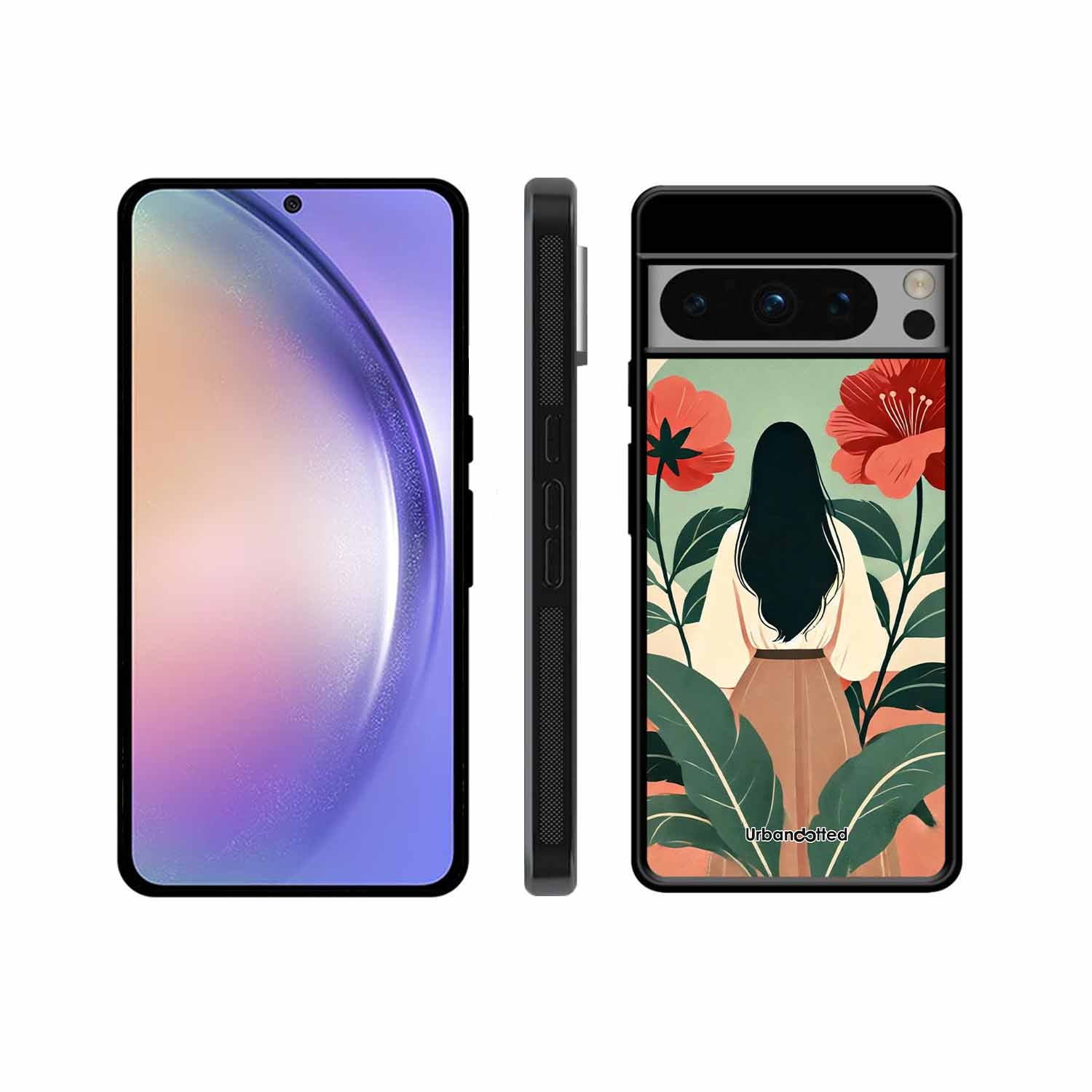 Woman in Floral Garden Glass Case For Google Pixel 8 Pro
