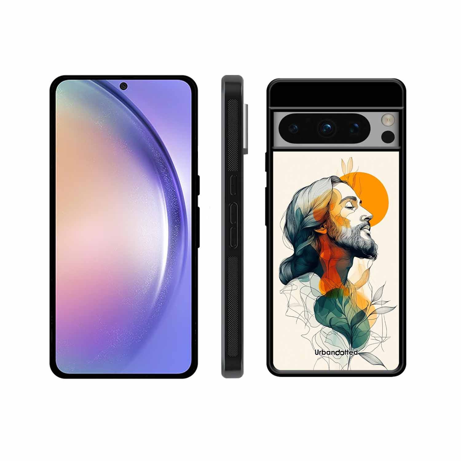 Jesus in Profile Prayer Glass Case For Google Pixel 8 Pro