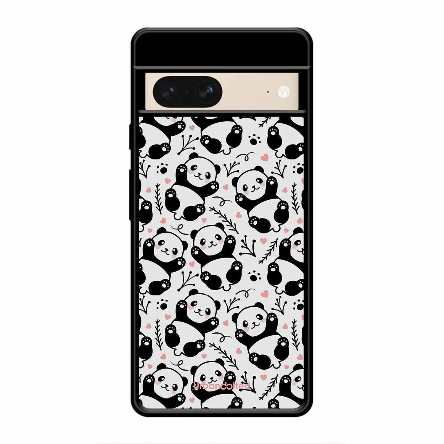 Cute Doodle Panda Glass Case For Google Pixel 8