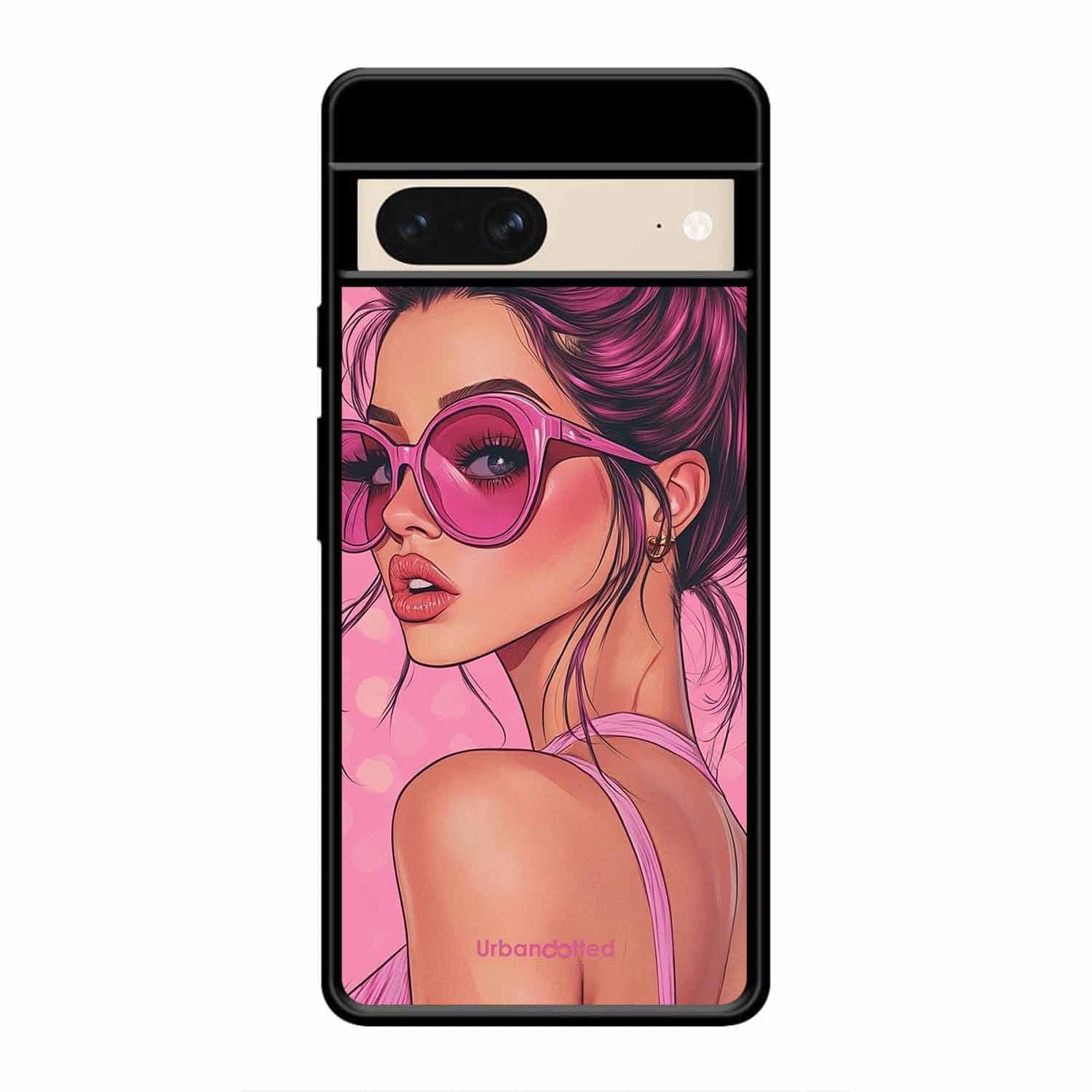 Retro Sunglasses Girl Glass Case For Google Pixel 8