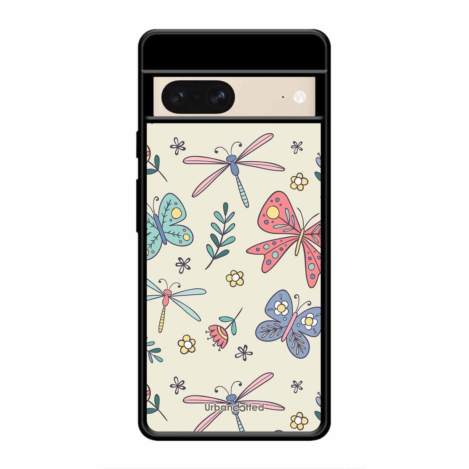Butterfly and Dragonfly Garden Glass Case For Google Pixel 8