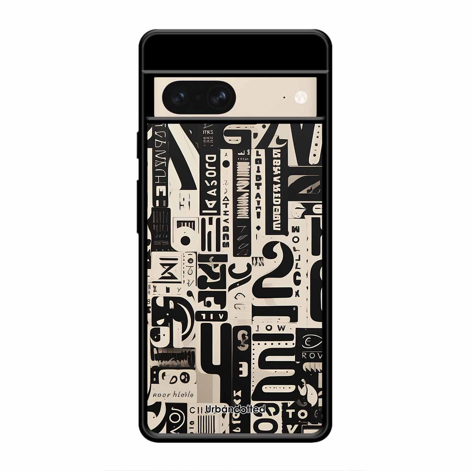 Abstract Typography Collage Glass Case For Google Pixel 8