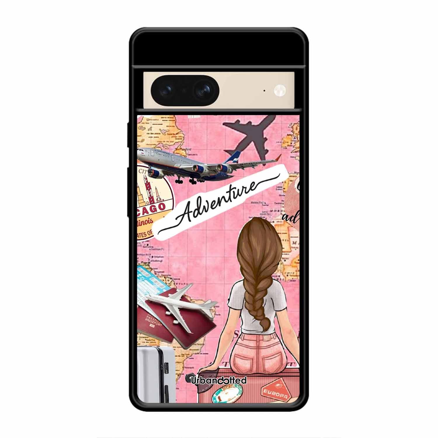 Travel Adventure Map Glass Case For Google Pixel 8