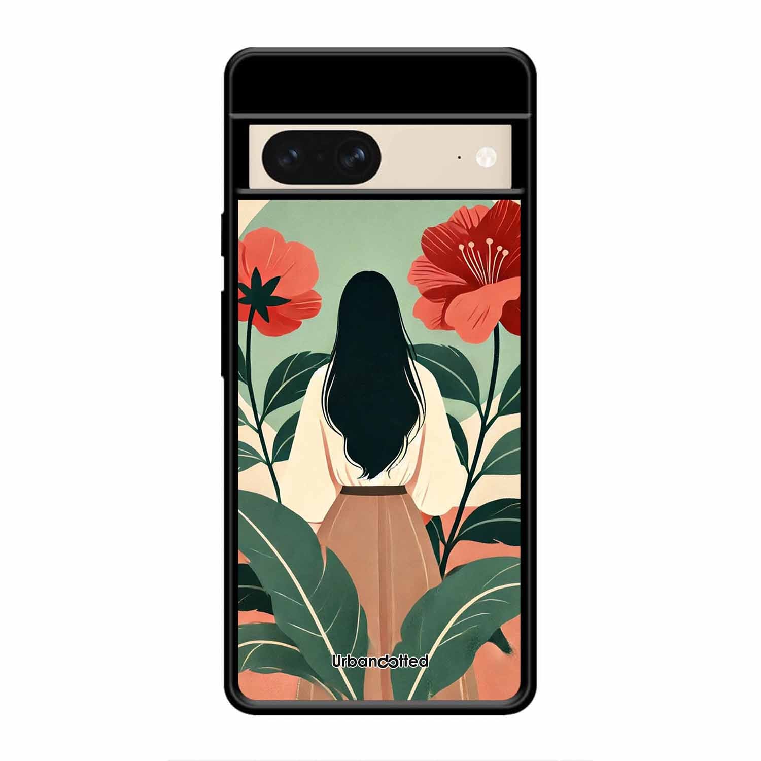 Woman in Floral Garden Glass Case For Google Pixel 8