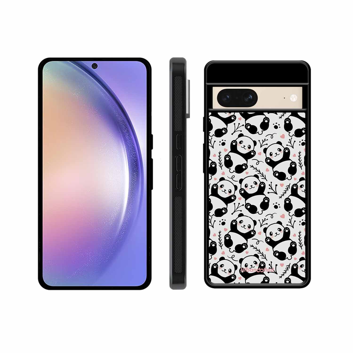 Cute Doodle Panda Glass Case For Google Pixel 8