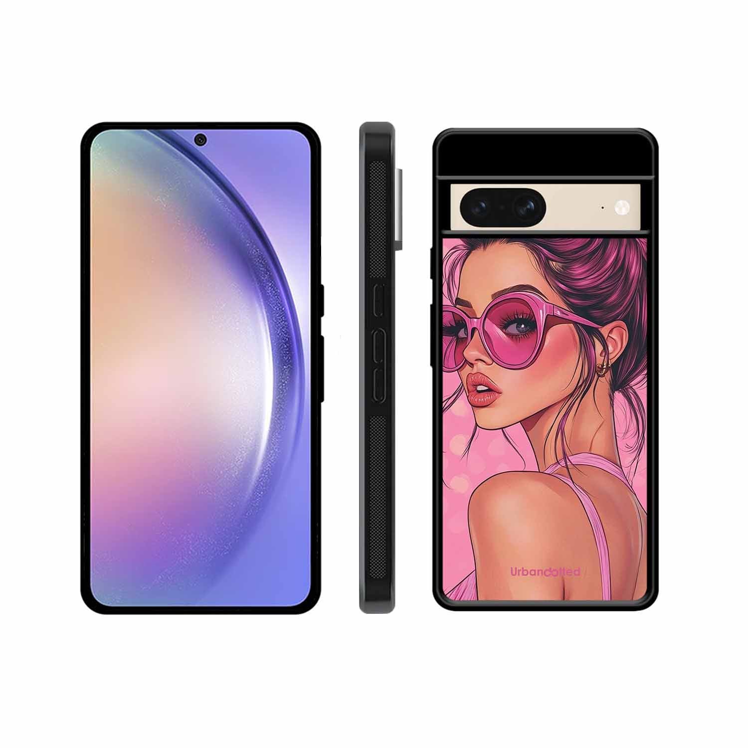 Retro Sunglasses Girl Glass Case For Google Pixel 8