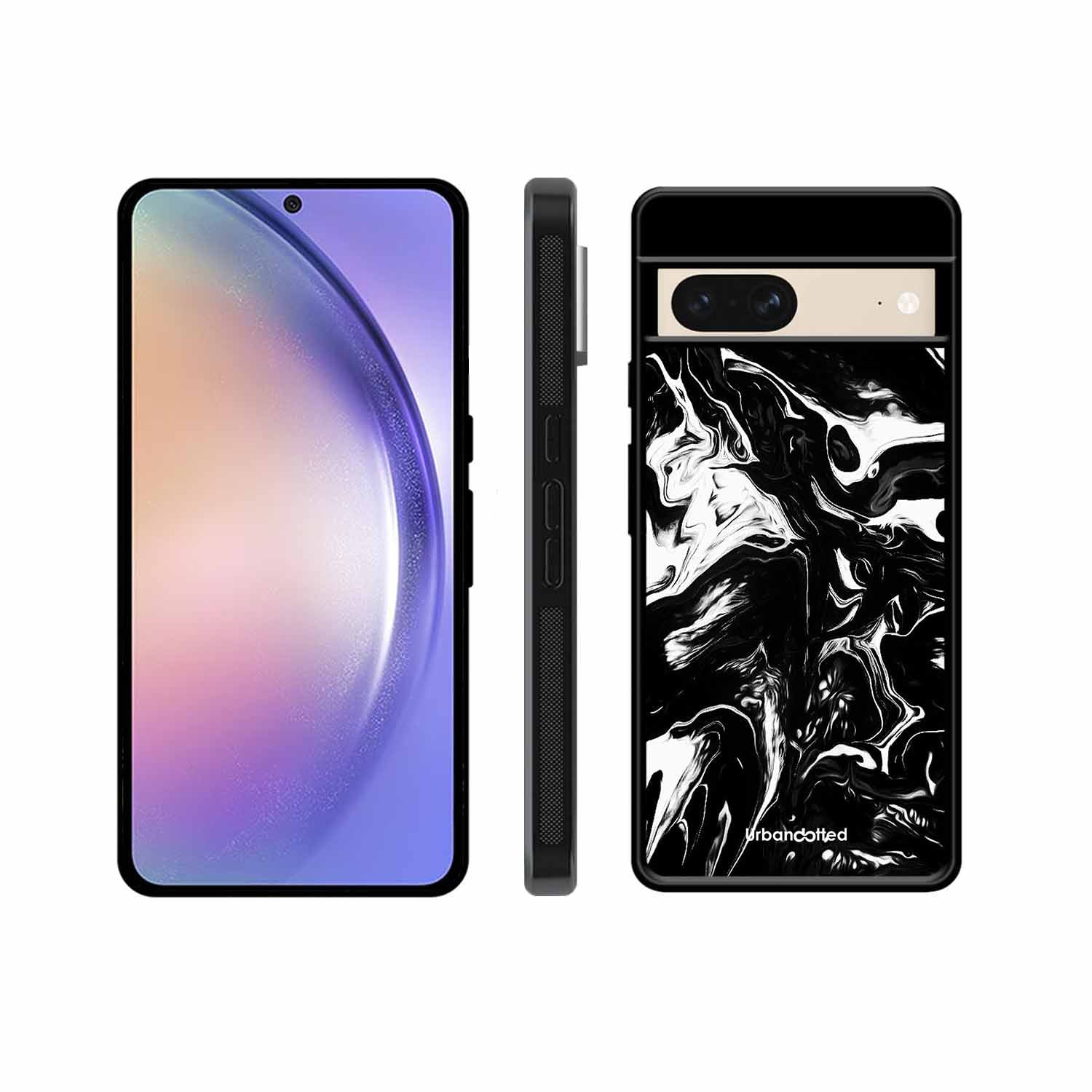 Dark Marble Texture Glass Case For Google Pixel 8