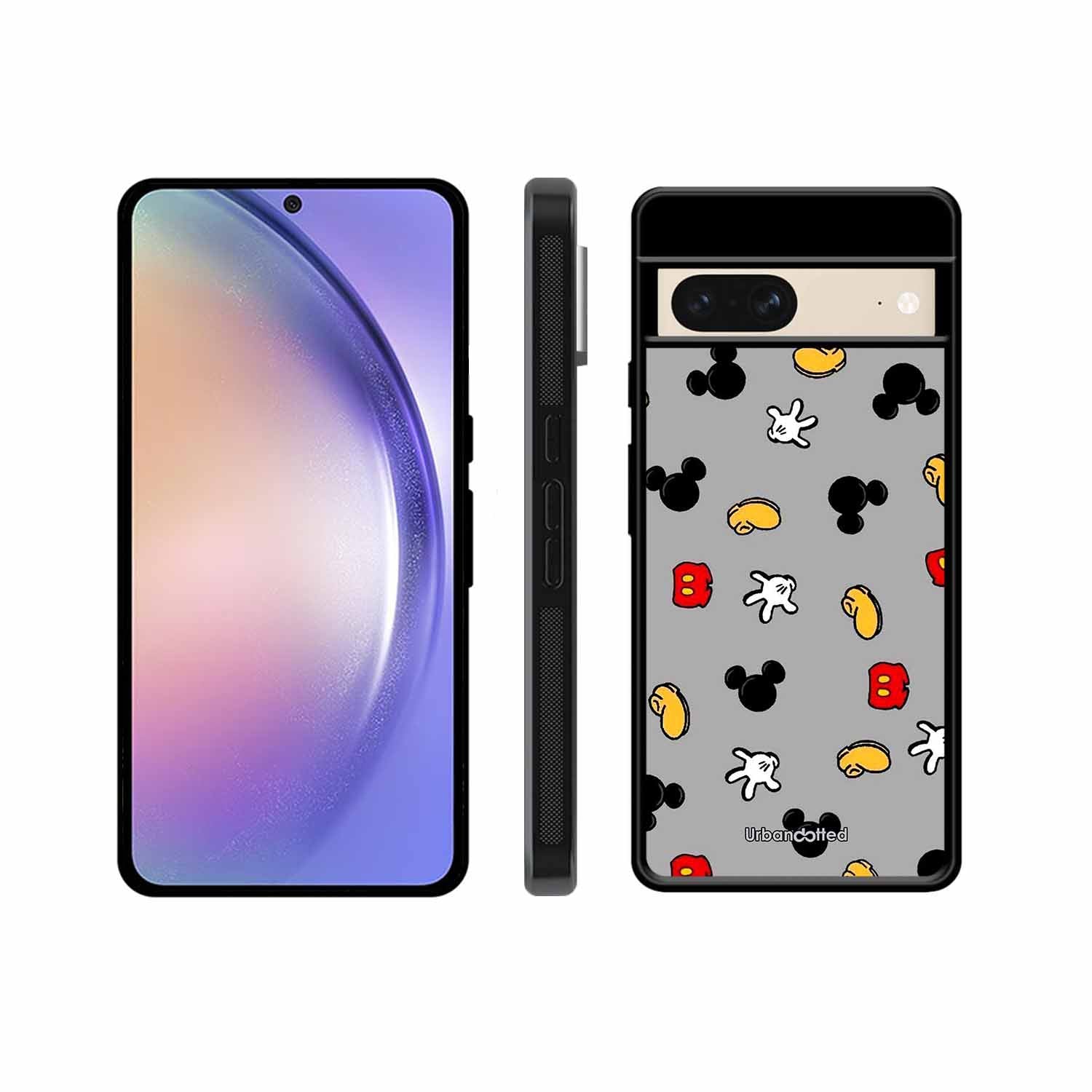 Whimsical Mouse Pattern Glass Case For Google Pixel 8