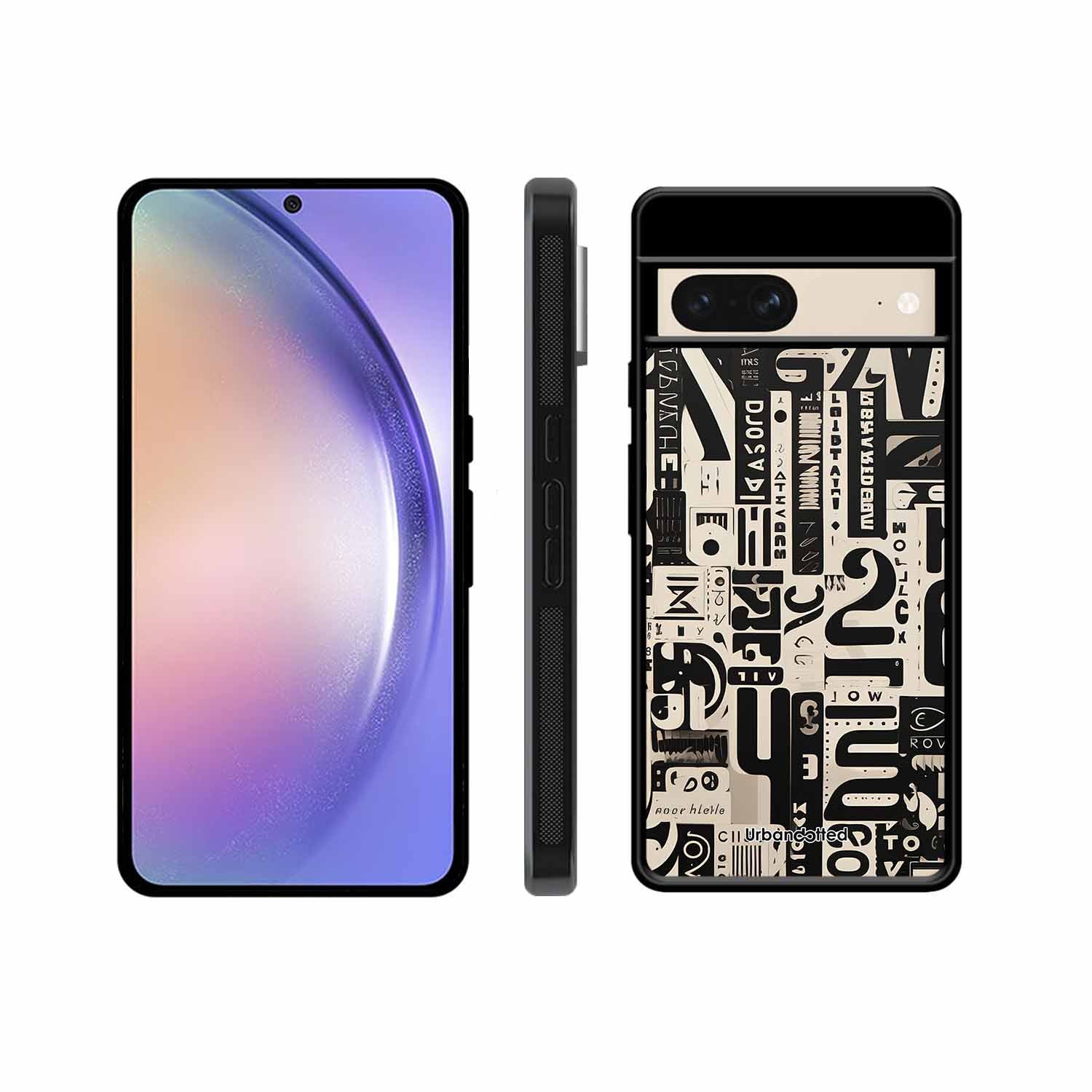 Abstract Typography Collage Glass Case For Google Pixel 8