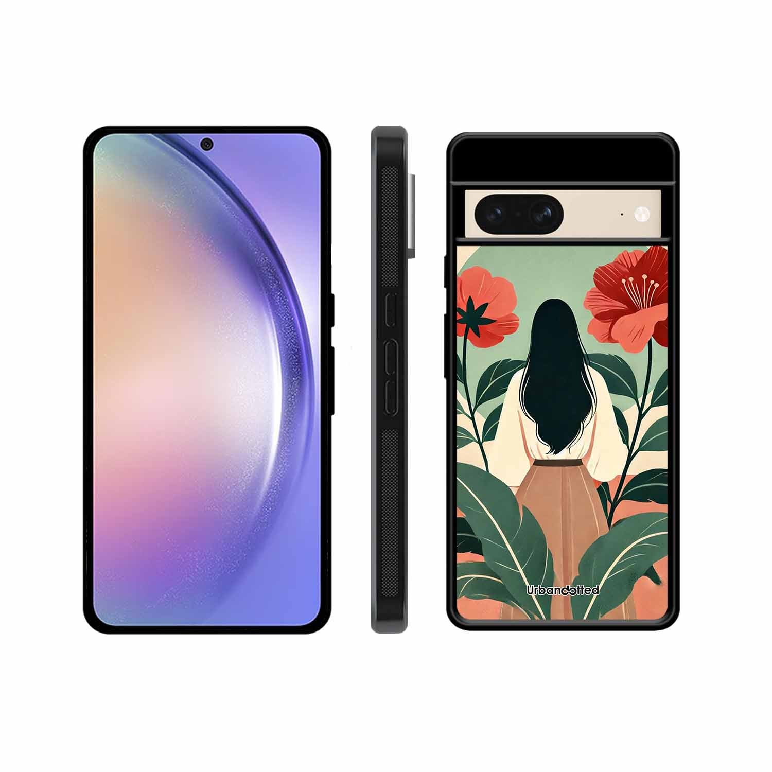 Woman in Floral Garden Glass Case For Google Pixel 8