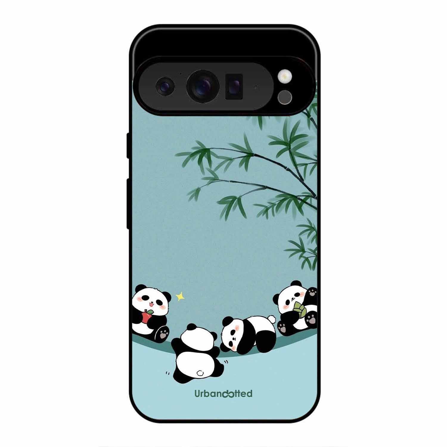 Cute Resting Pandas Glass Case For Google Pixel 9 Pro