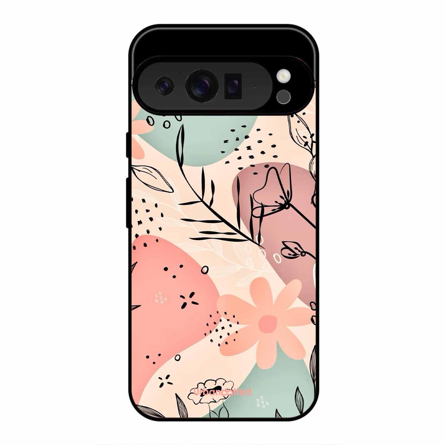 Abstract Floral Glass Case For Google Pixel 9 Pro