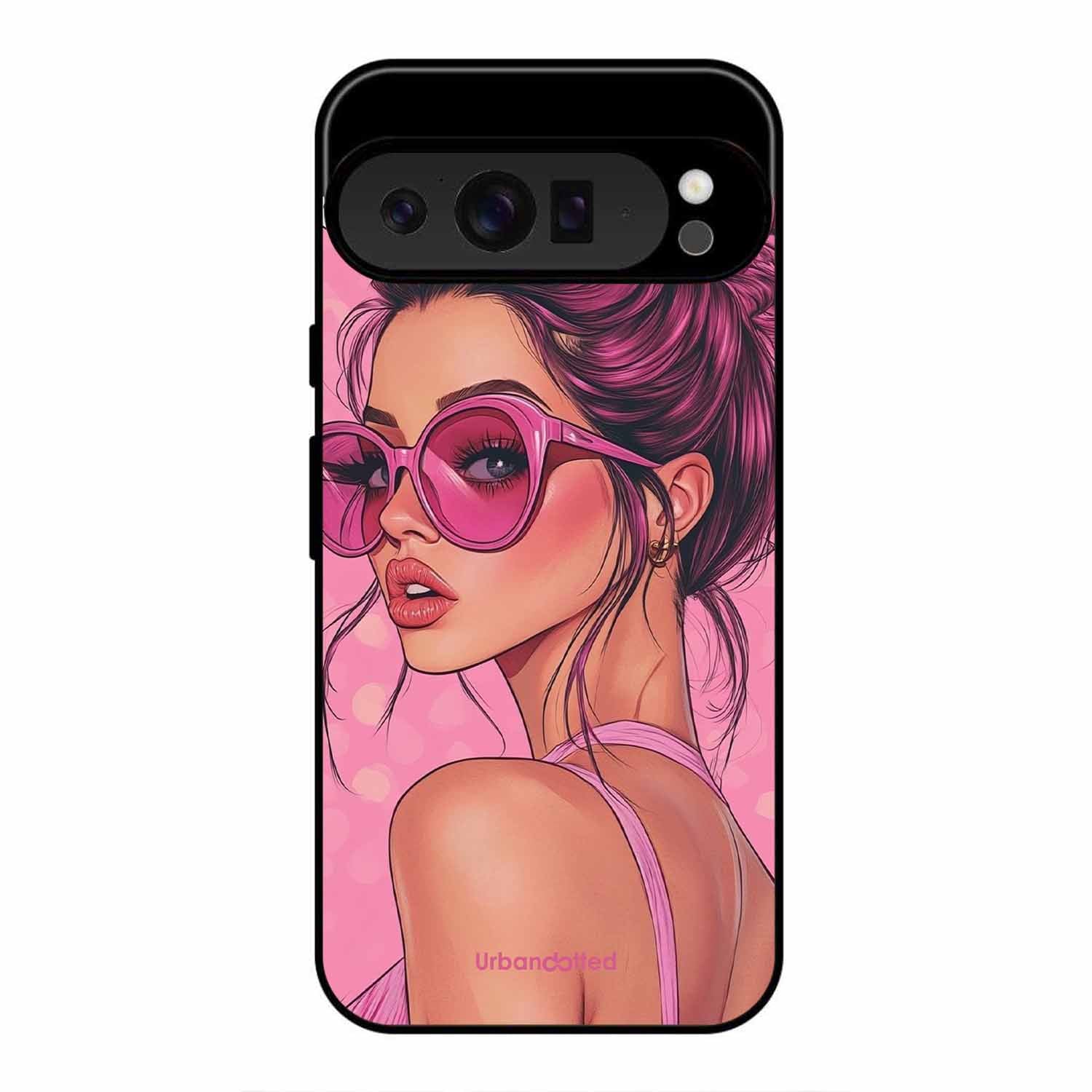 Retro Sunglasses Girl Glass Case For Google Pixel 9 Pro
