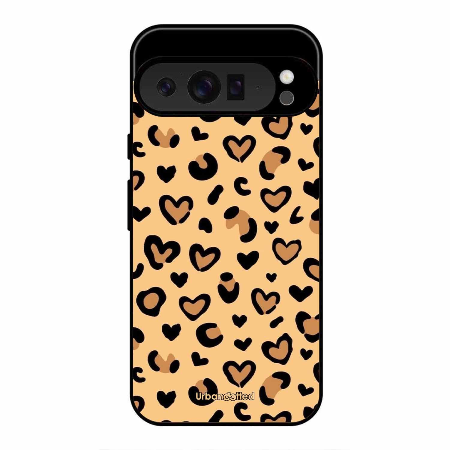 Native Animal Print Hearts Glass Case For Google Pixel 9 Pro