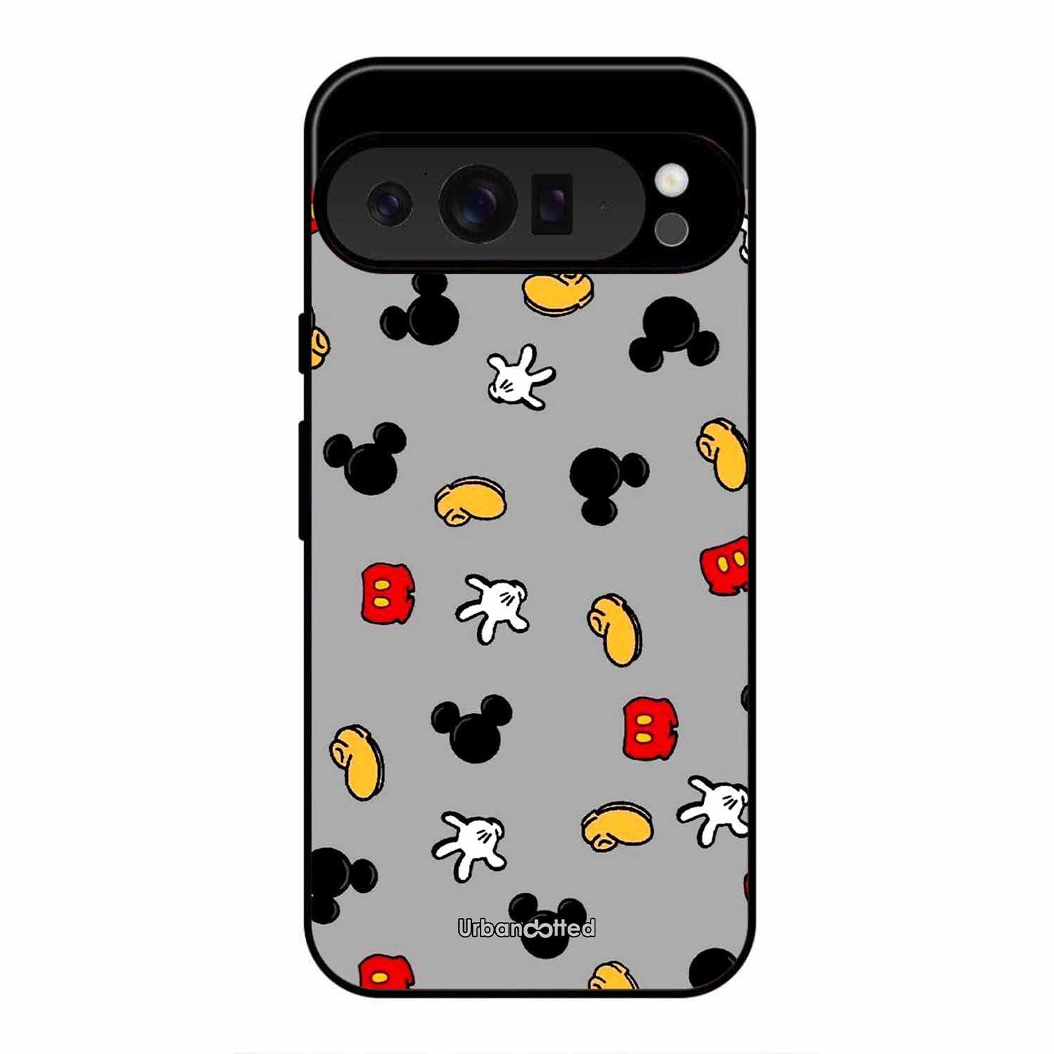 Whimsical Mouse Pattern Glass Case For Google Pixel 9 Pro
