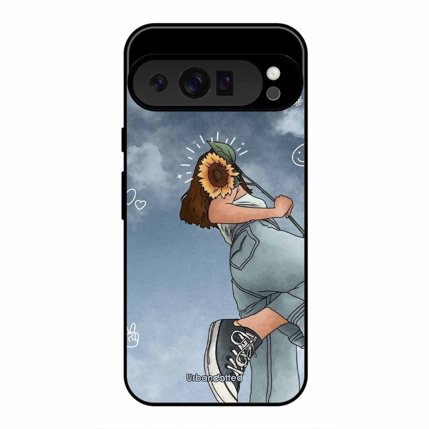 Girl with Sunflower Crown Glass Case For Google Pixel 9 Pro