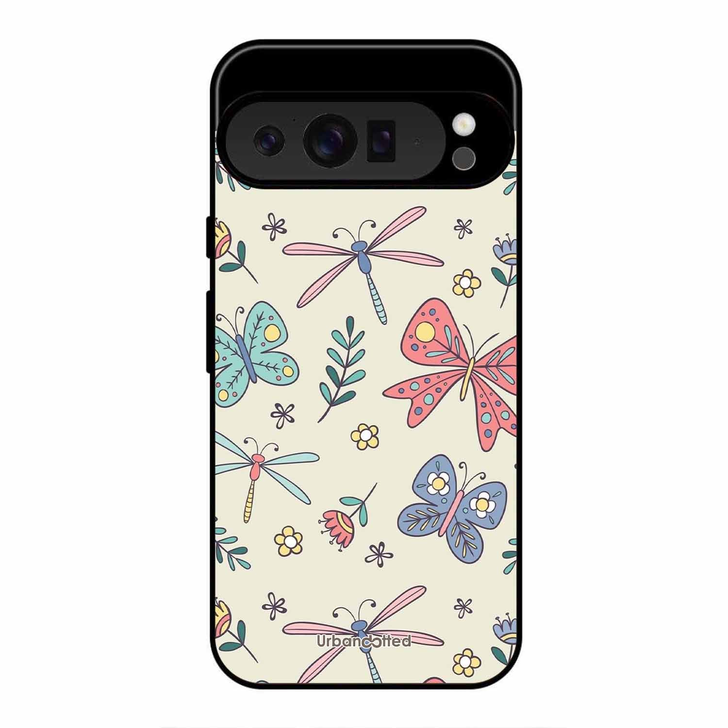 Butterfly and Dragonfly Garden Glass Case For Google Pixel 9 Pro XL