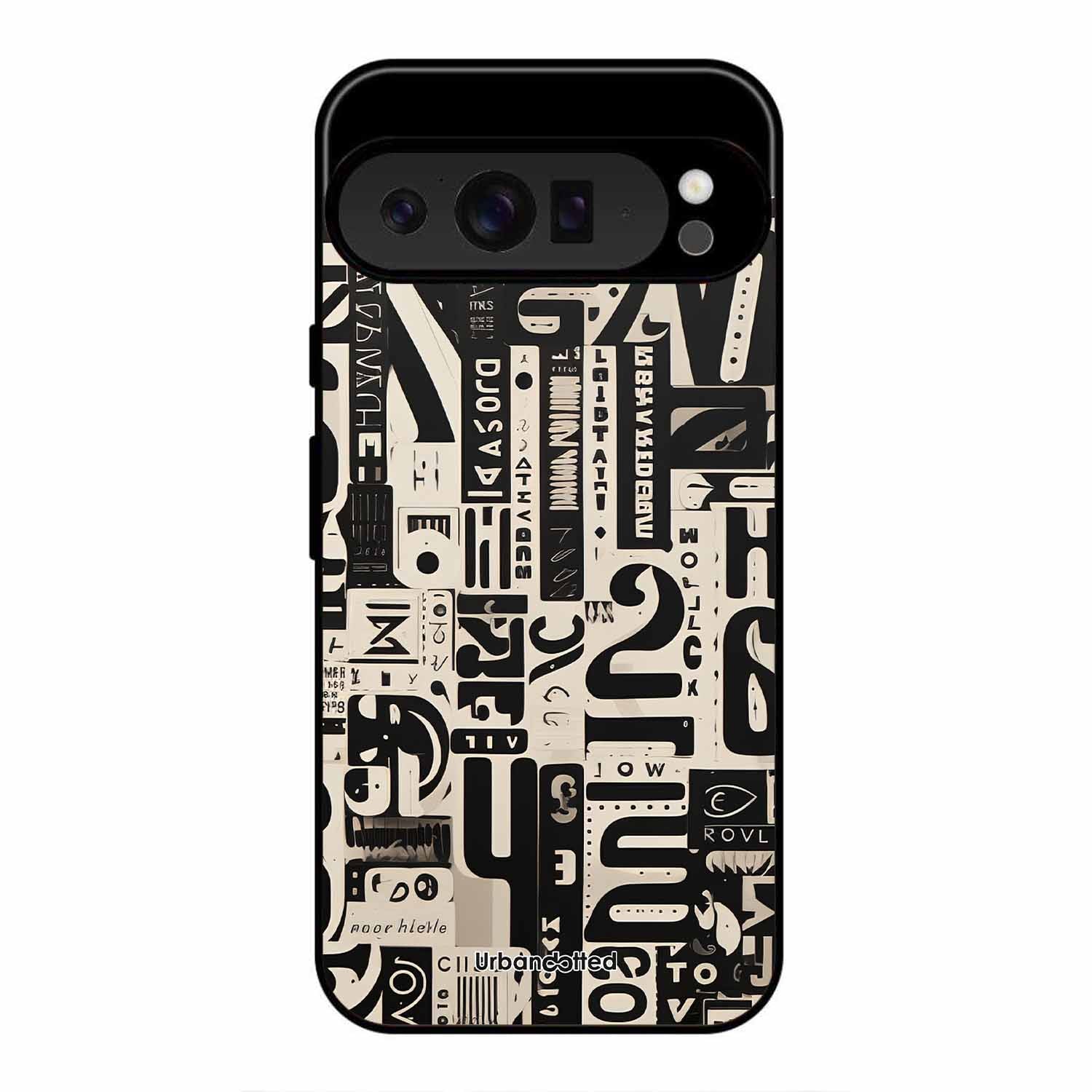 Abstract Typography Collage Glass Case For Google Pixel 9 Pro