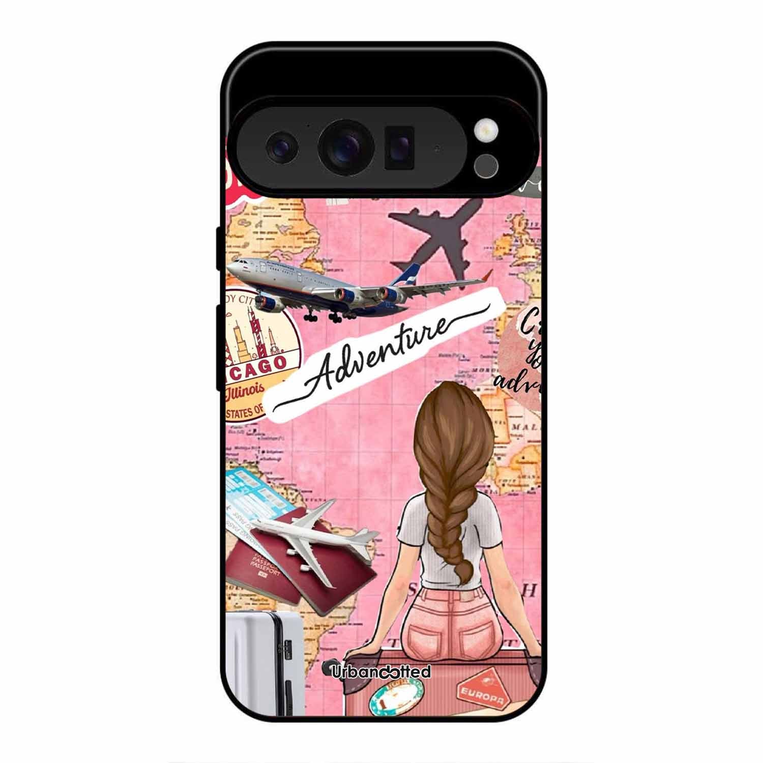 Travel Adventure Map Glass Case For Google Pixel 9 Pro
