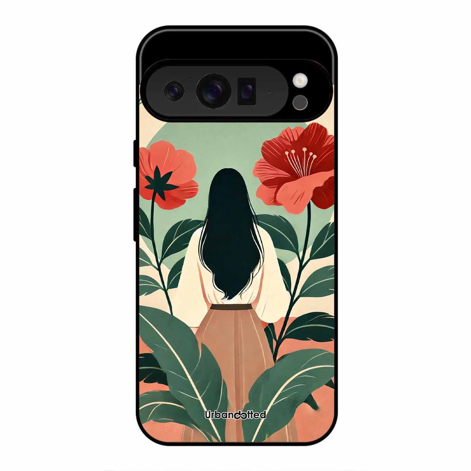 Woman in Floral Garden Glass Case For Google Pixel 9 Pro