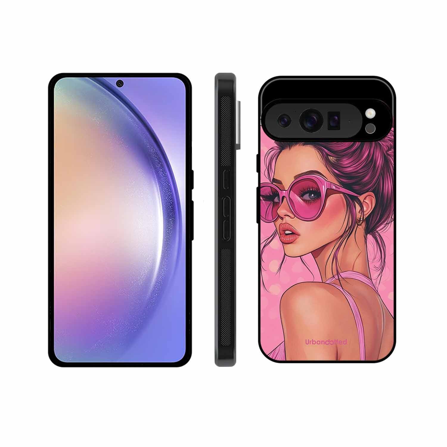 Retro Sunglasses Girl Glass Case For Google Pixel 9 Pro