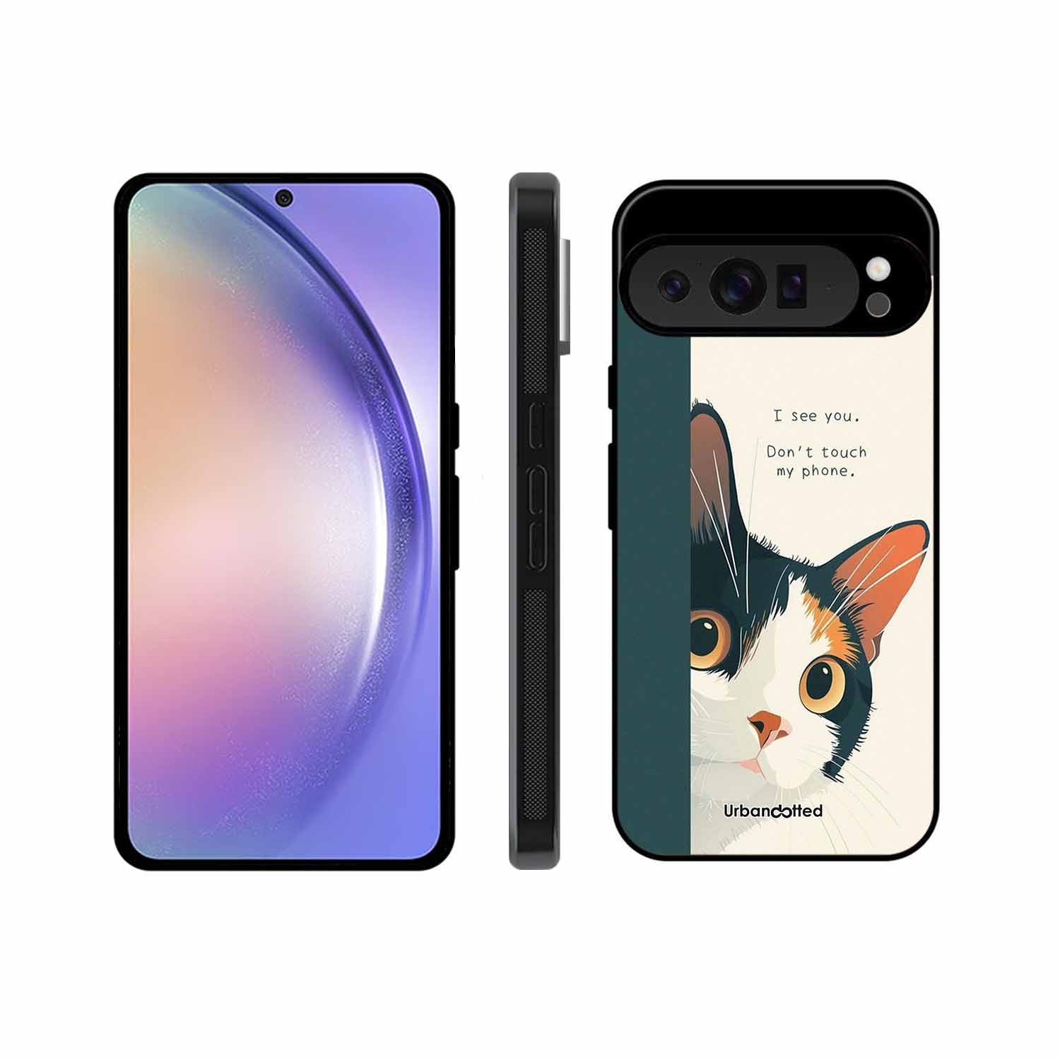 No Touch My Phone Cat Glass Case For Google Pixel 9 Pro