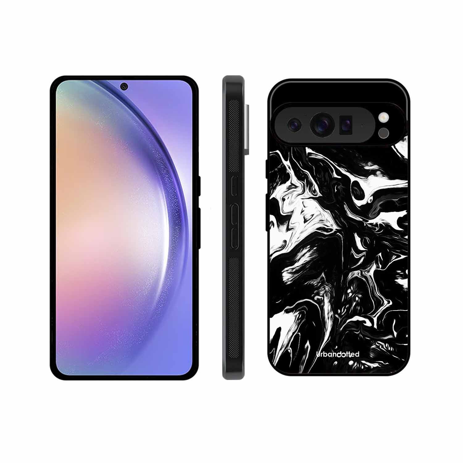 Dark Marble Texture Glass Case For Google Pixel 9 Pro