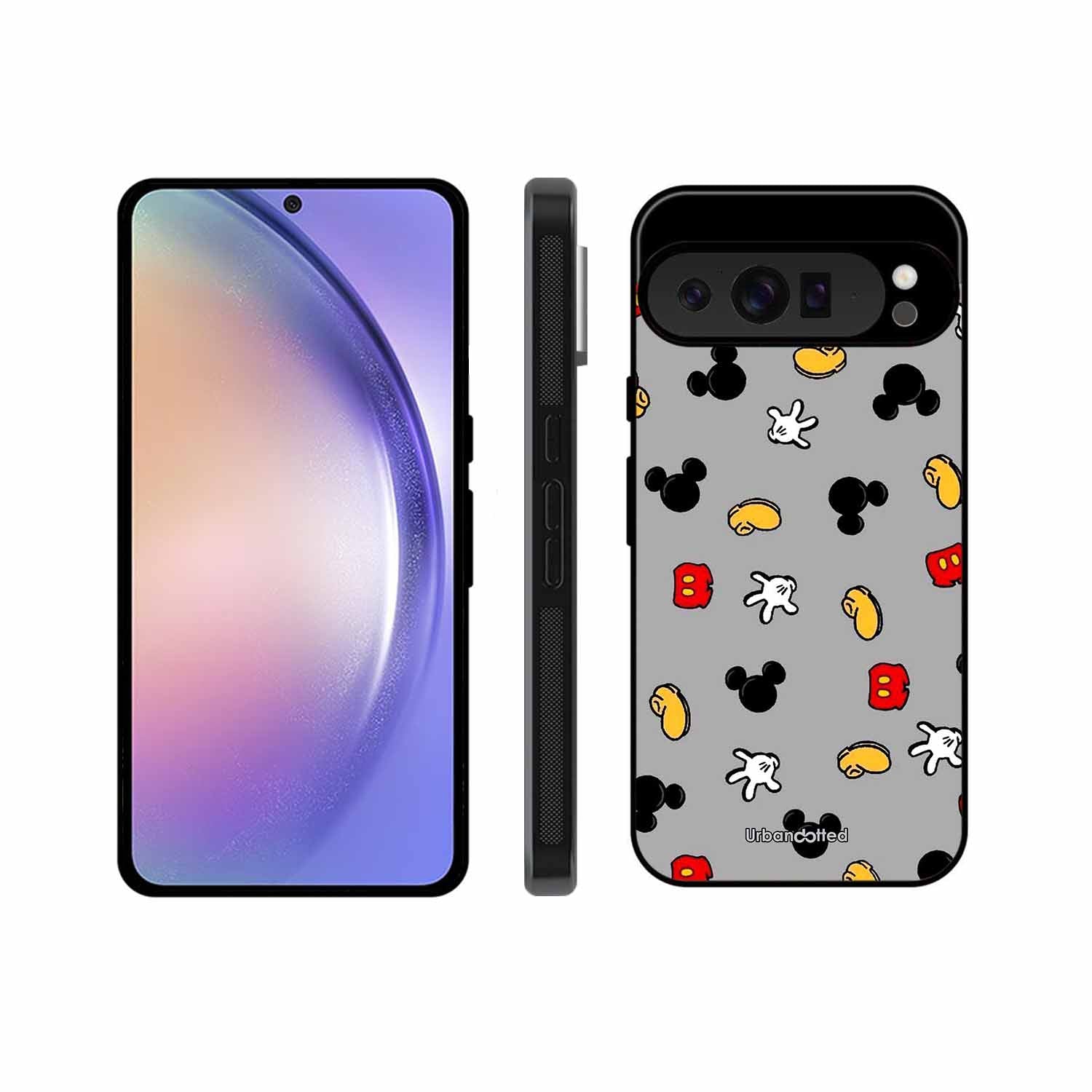 Whimsical Mouse Pattern Glass Case For Google Pixel 9 Pro